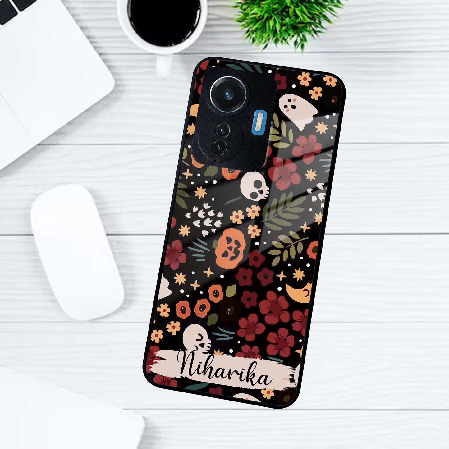 Hellowean Customize Glass Case Cover For Vivo