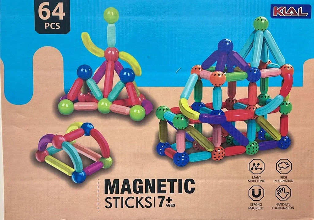 Magnetic Building Sticks and Balls Set 64 Pieces for Kids Creative STEM Toy for Construction & Imagination - ShopOnCliQ