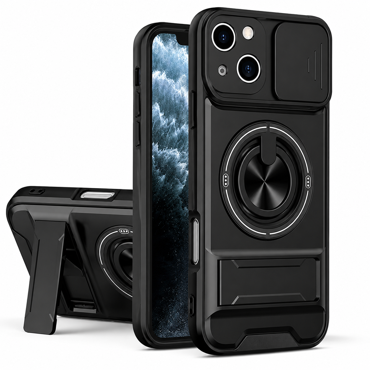 Slide Camera Lens Protection Amor Shockproof Magnetic Phone Case for iPhone