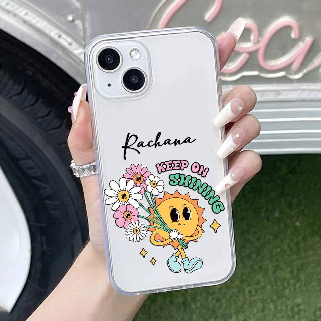 Keep Shining Customize Anti Yellow Clear Case For iPhone 15 Plus