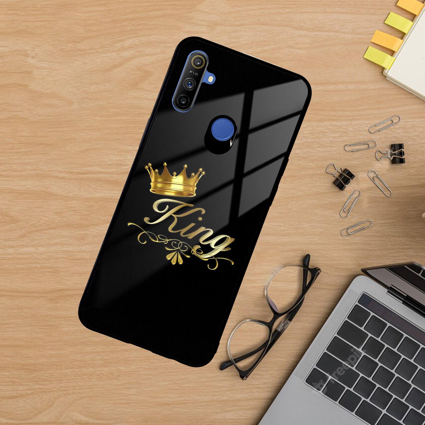 Cute King With Crown Glass Case For Realme/Narzo