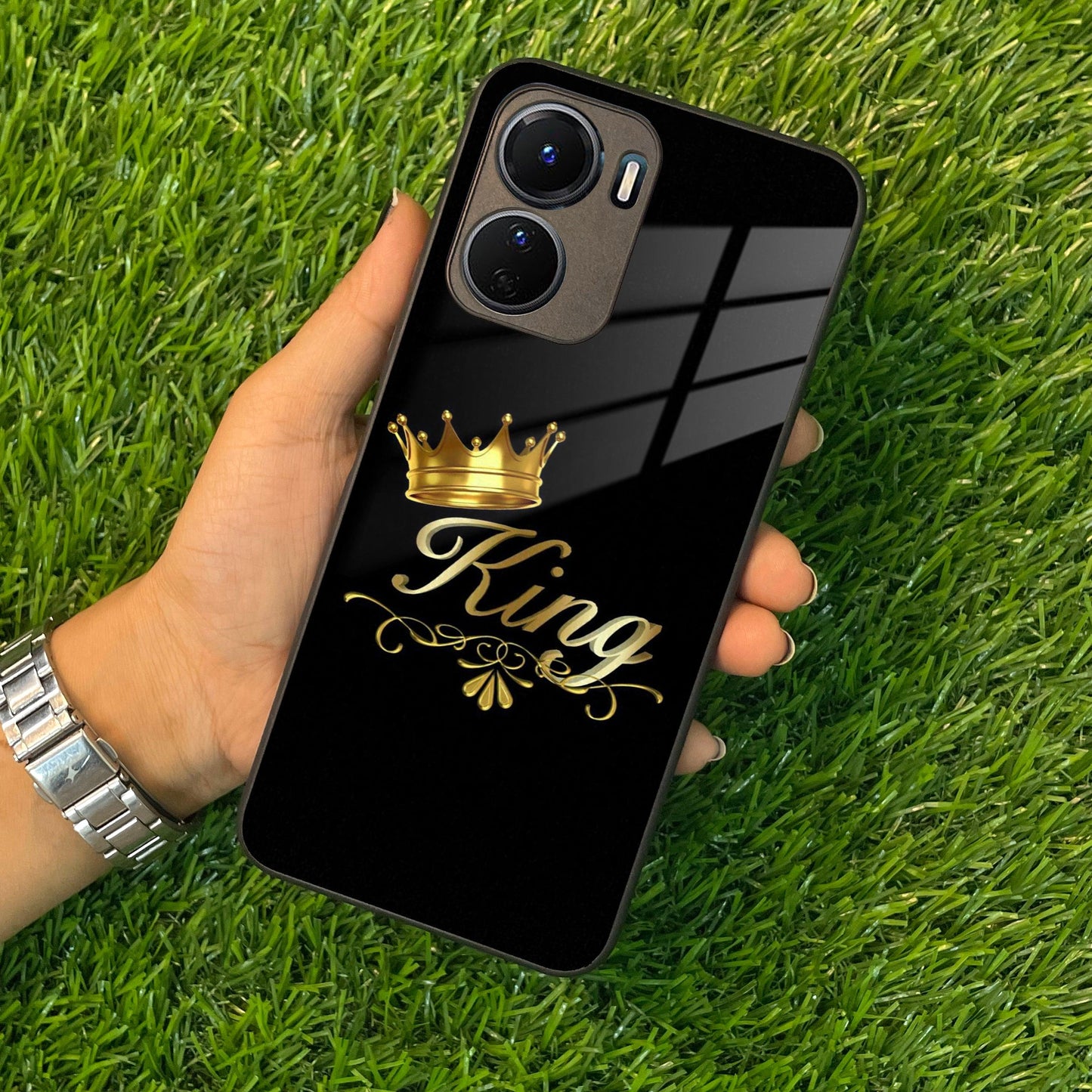 Cute King With Crown Glass Case For Vivo