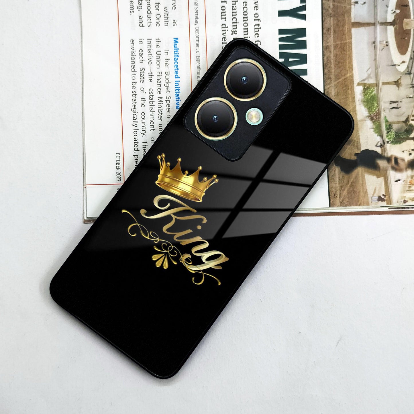 Cute King With Crown Glass Case For Vivo