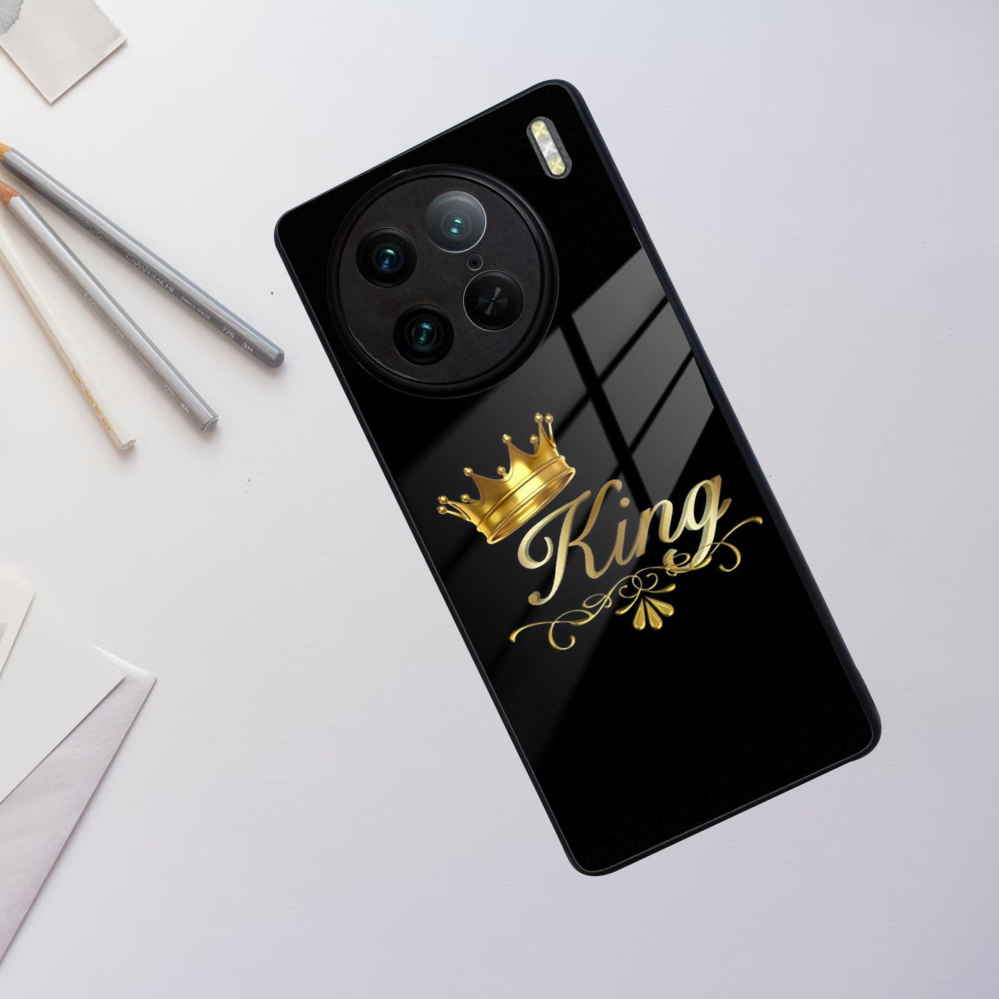 Cute King With Crown Glass Case For Vivo