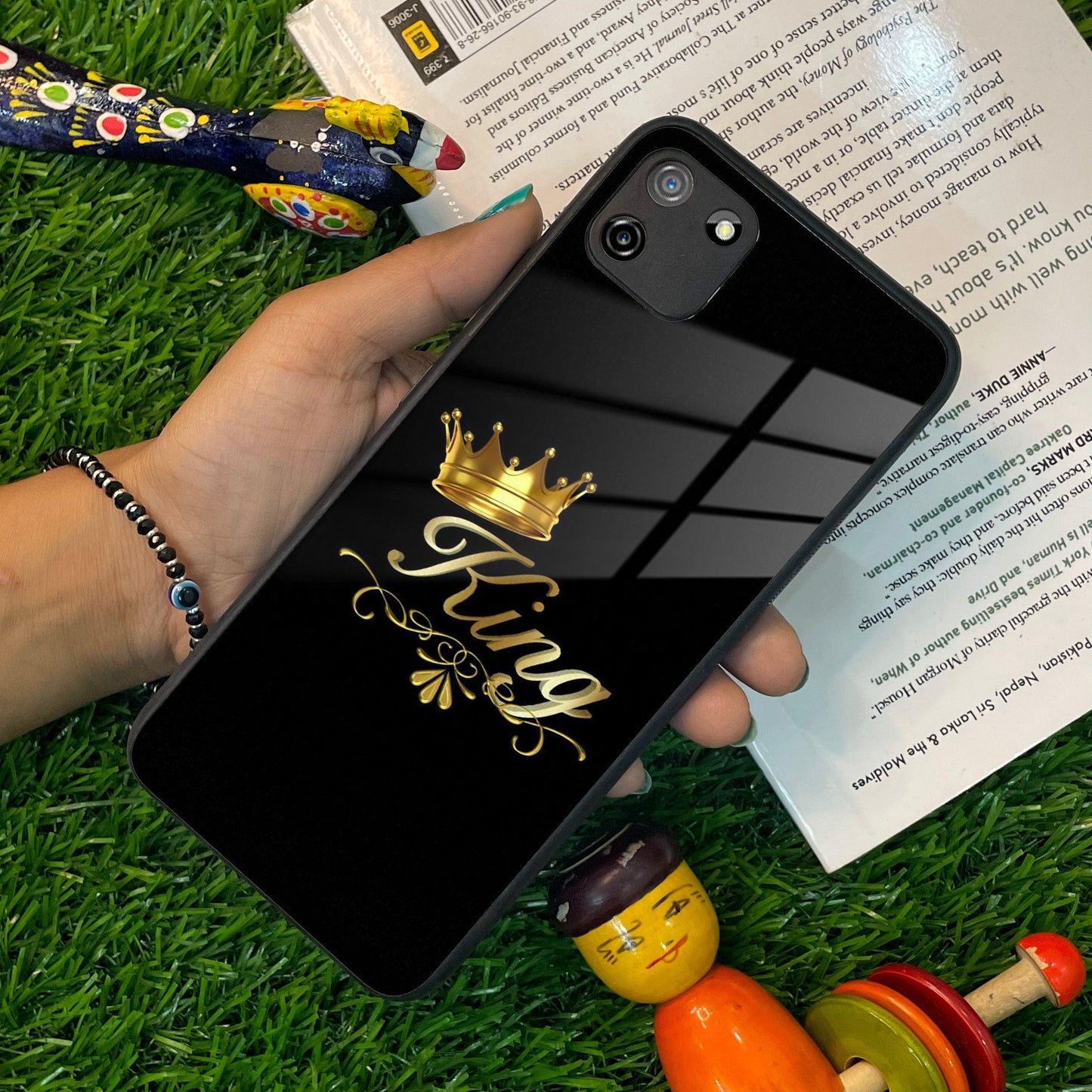 Cute King With Crown Glass Case For Realme/Narzo