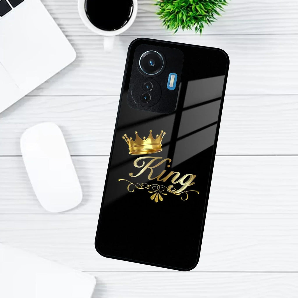 Cute King With Crown Glass Case For iQOO - ShopOnCliQ