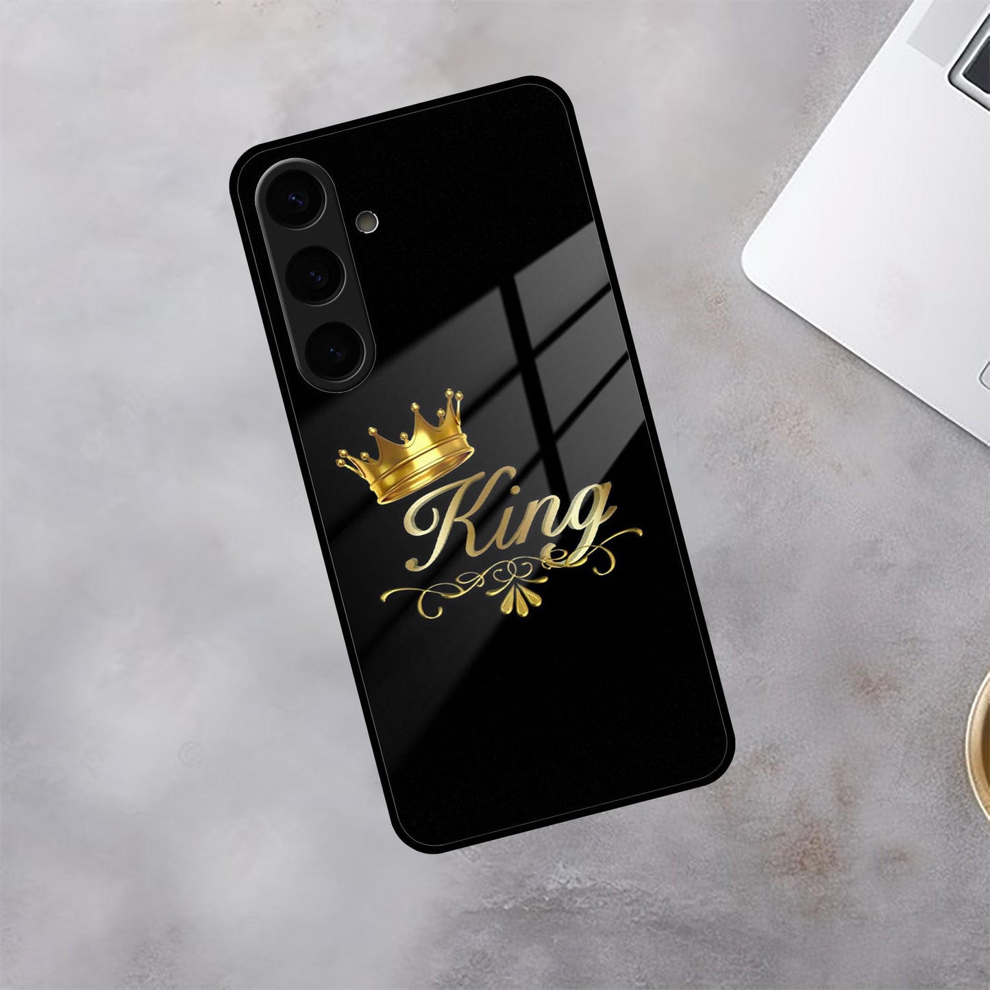Cute King With Crown Glass Case for Samsung