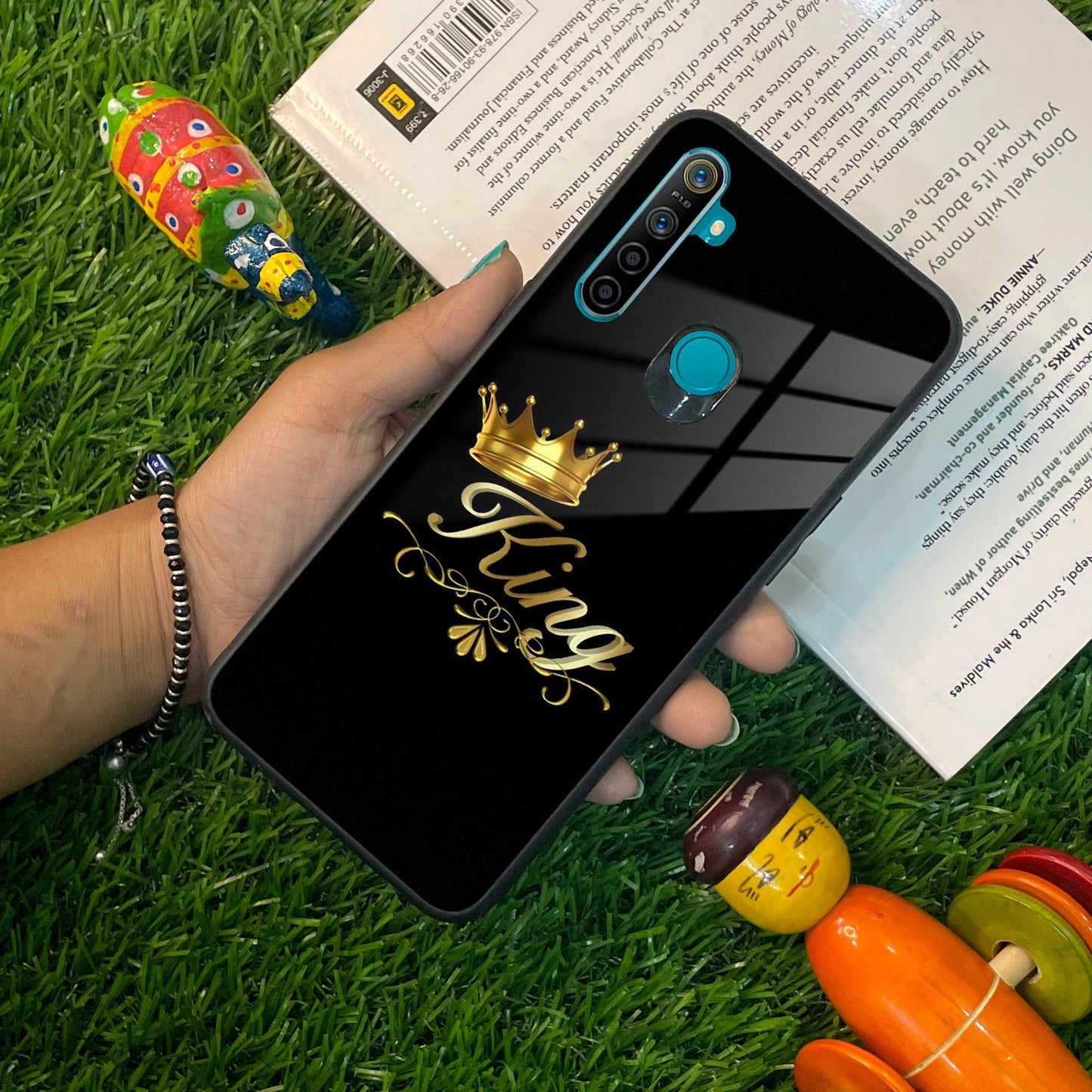 Cute King With Crown Glass Case For Realme/Narzo