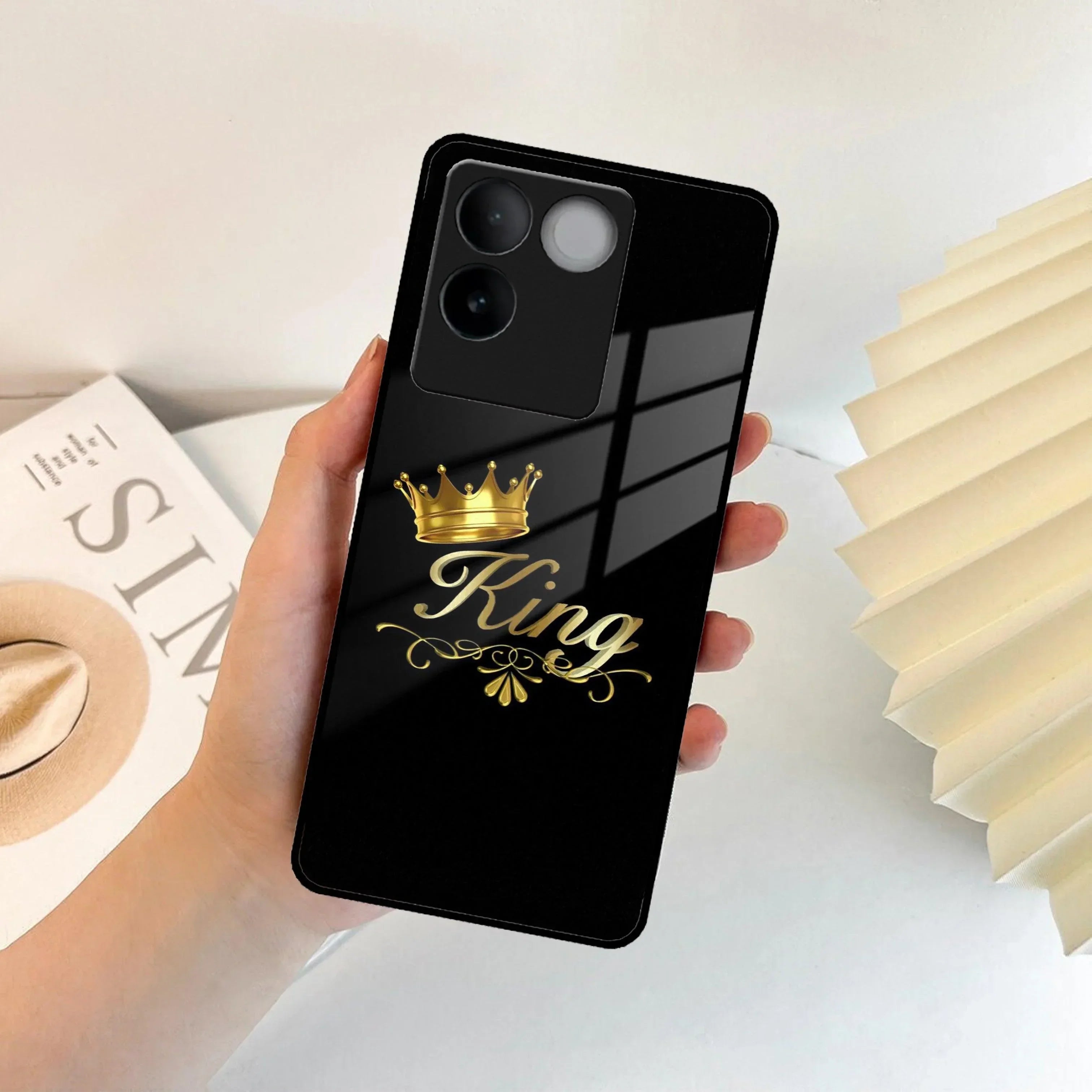 Cute King With Crown Glass Case For iQOO - ShopOnCliQ
