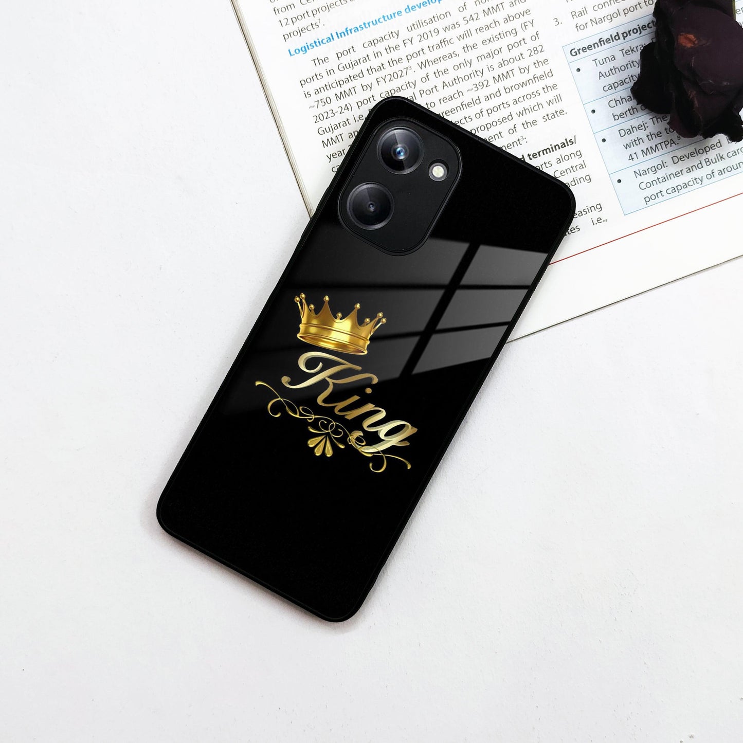 Cute King With Crown Glass Case For Realme/Narzo