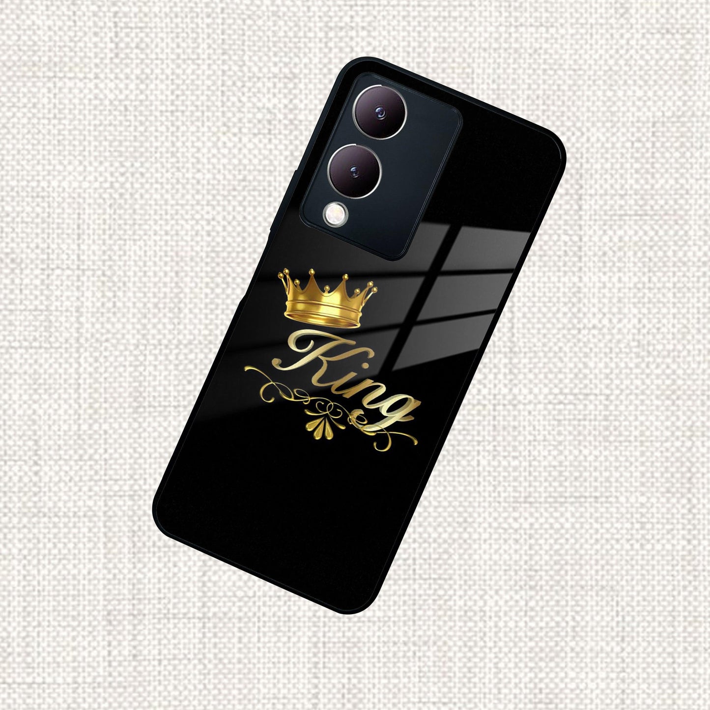 Cute King With Crown Glass Case For Vivo