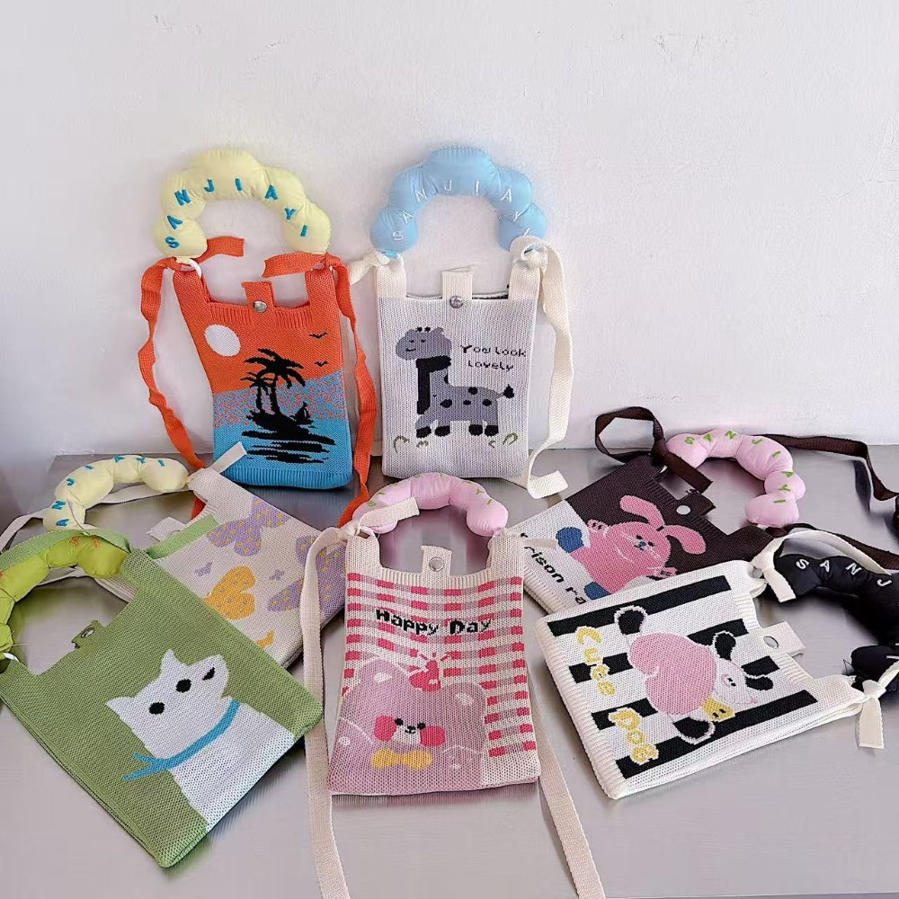 Butterfly Garden Knit Cloud Handle Phone Bag