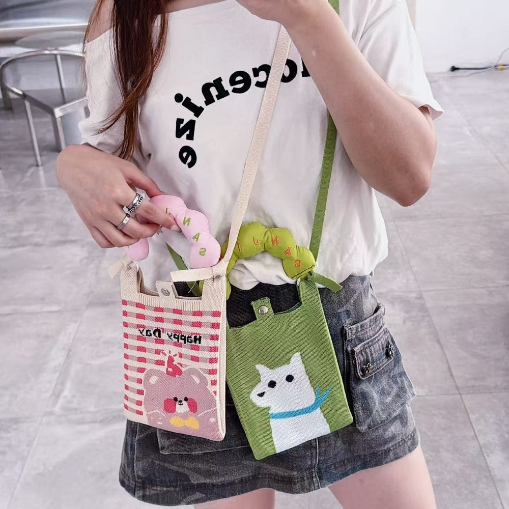 Bloomy Vibes Knit Cloud Handle Phone Bag