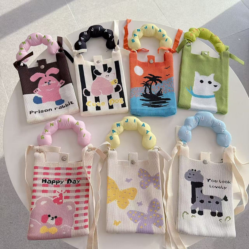 Little Giraffe Knit Cloud Handle Phone Bag