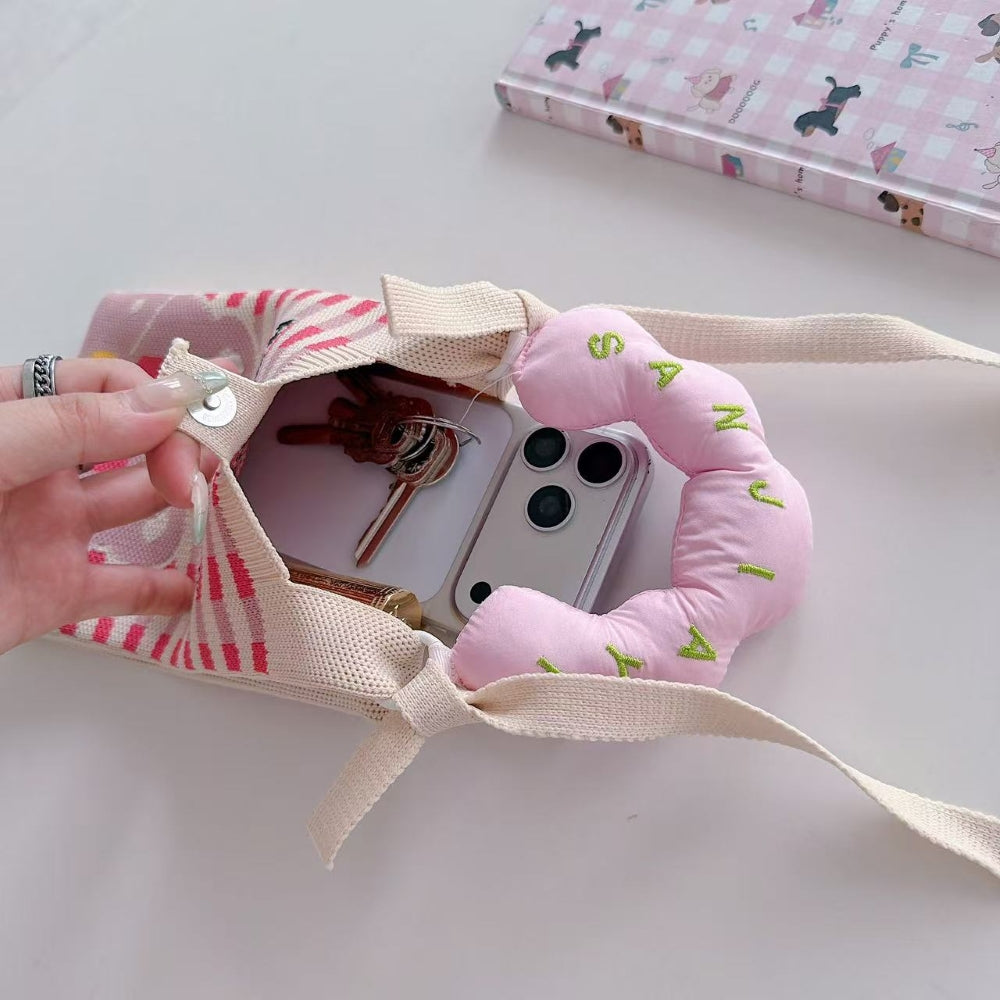 Sunny Smile Knit Cloud Handle Phone Bag