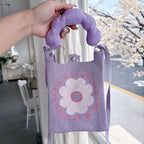 Lavender Bloom Knit Cloud Handle Phone Bag