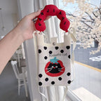 Tomato Cat Knit Cloud Handle Phone Bag