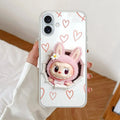 Labubu Trendy Anti Yellow Clear Case For iPhone 16 Plus