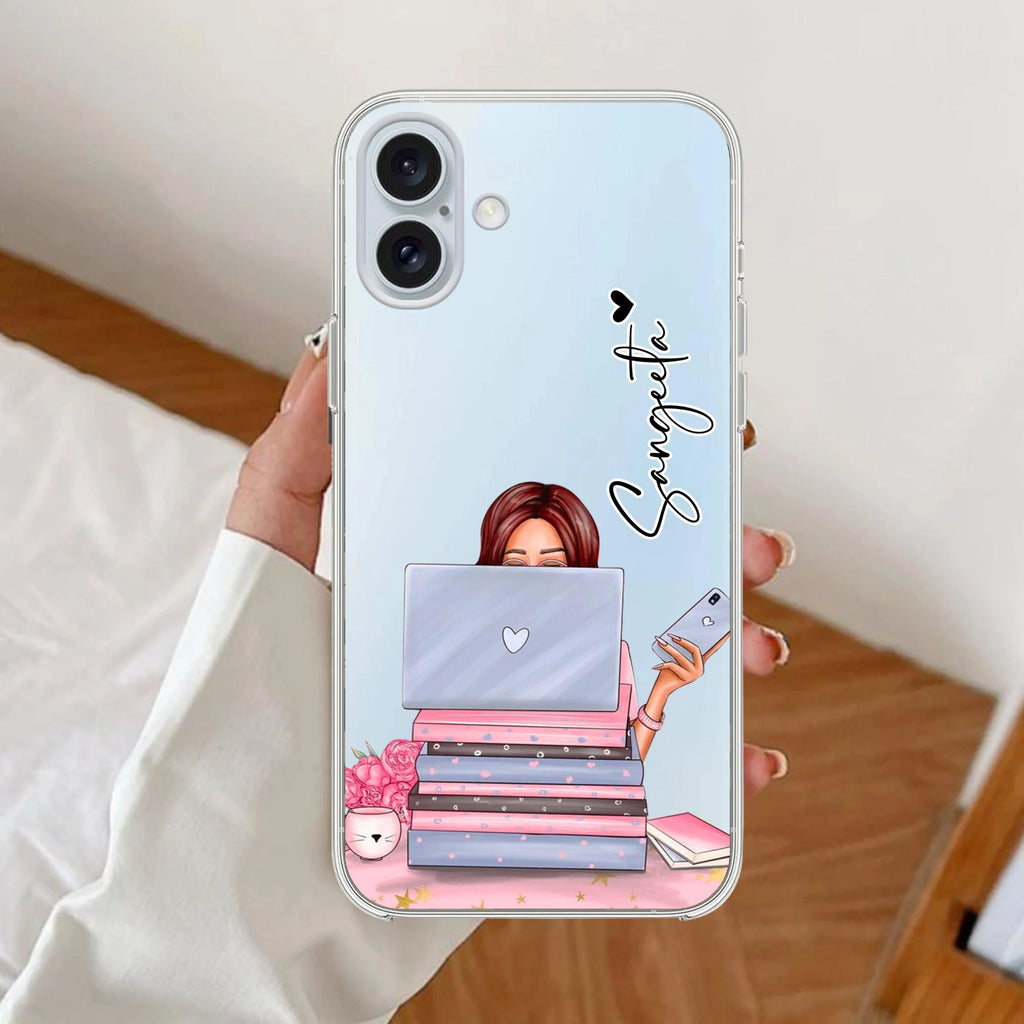 Lady Planner Customize Anti Yellow Clear Case For iPhone 16 Plus