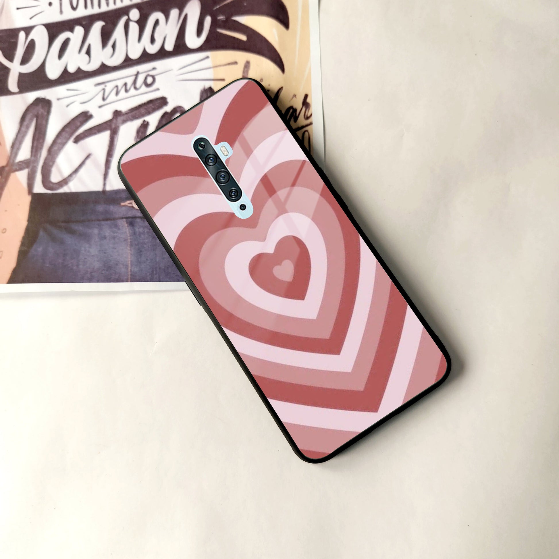 Latte Love Patter Glass Case Cover - Brown For Oppo ShopOnCliQ