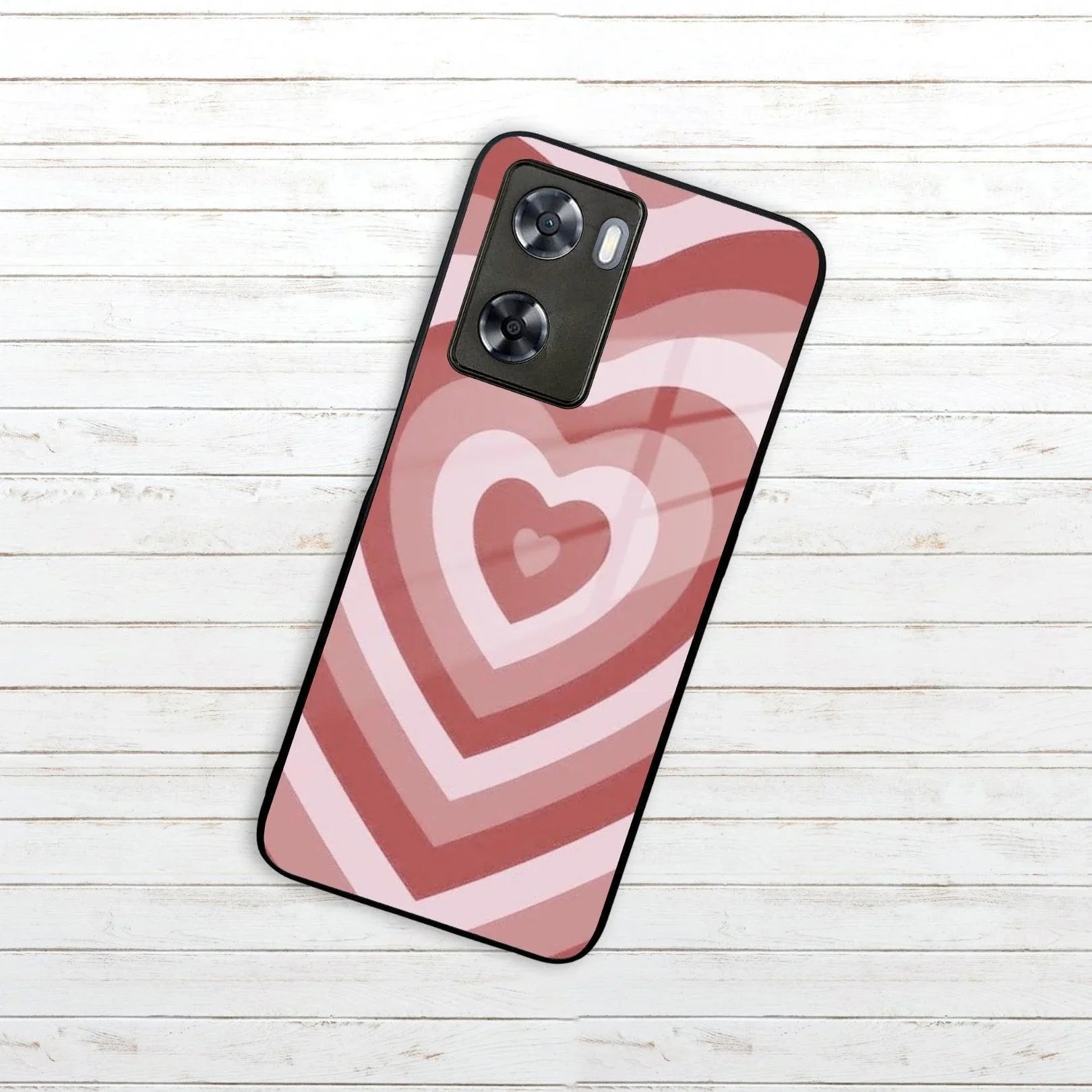 Latte Love Patter Glass Case Cover - Brown For Oppo - ShopOnCliQ