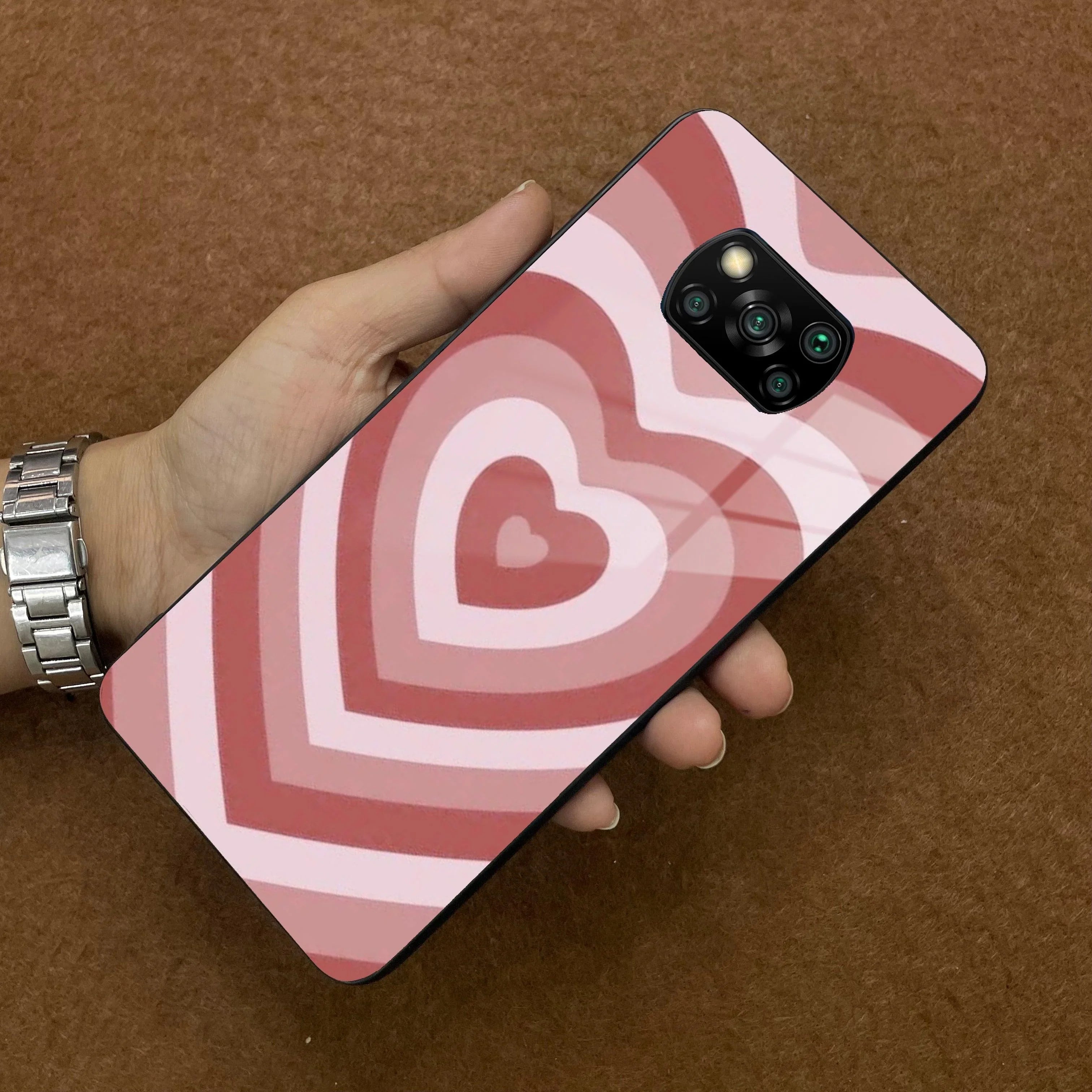 Latte Love Patter Glass Case Cover - Brown For Poco - ShopOnCliQ