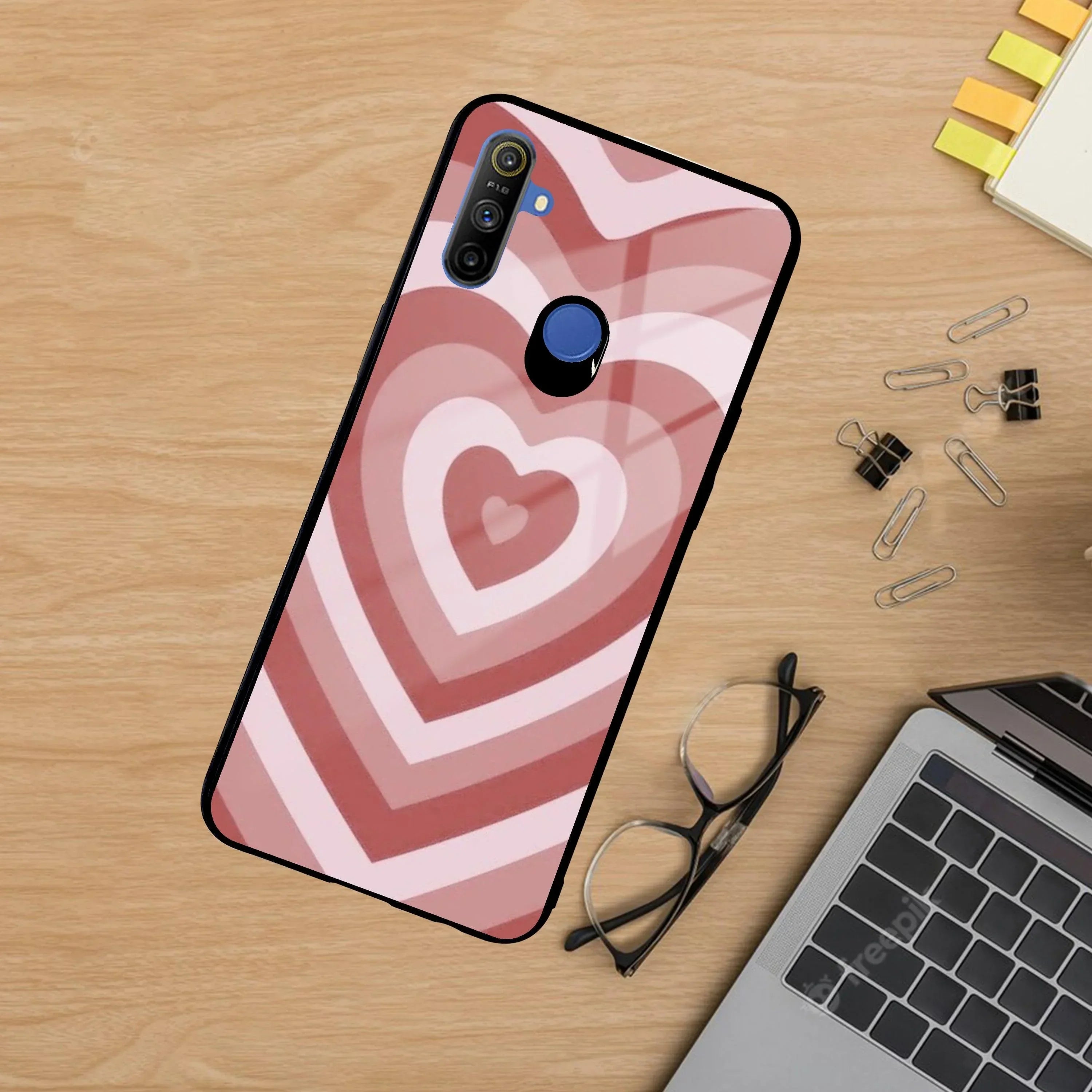 Latte Love Patter Glass Case Cover - Brown For Realme/Narzo - ShopOnCliQ