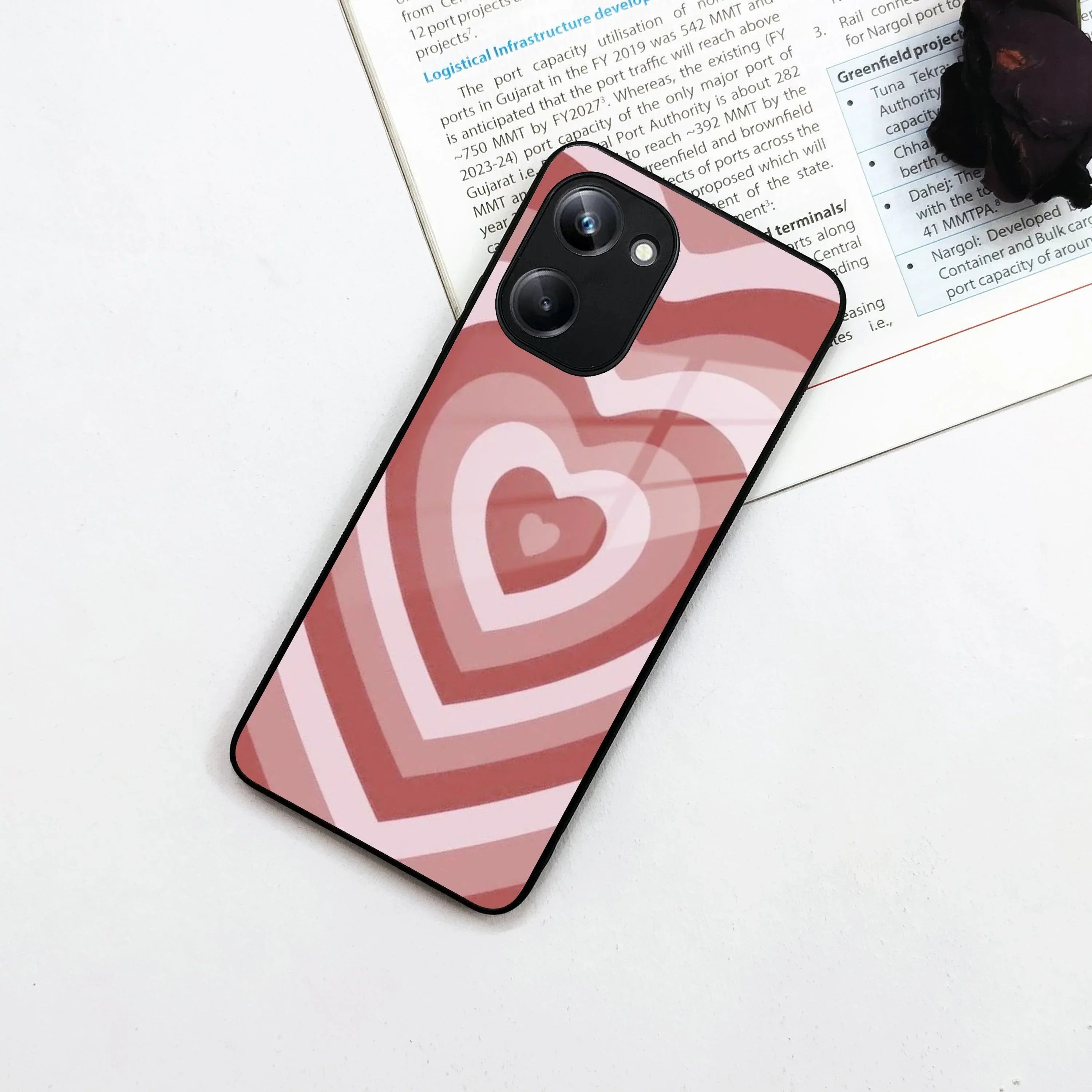 Latte Love Patter Glass Case Cover - Brown For Realme/Narzo - ShopOnCliQ