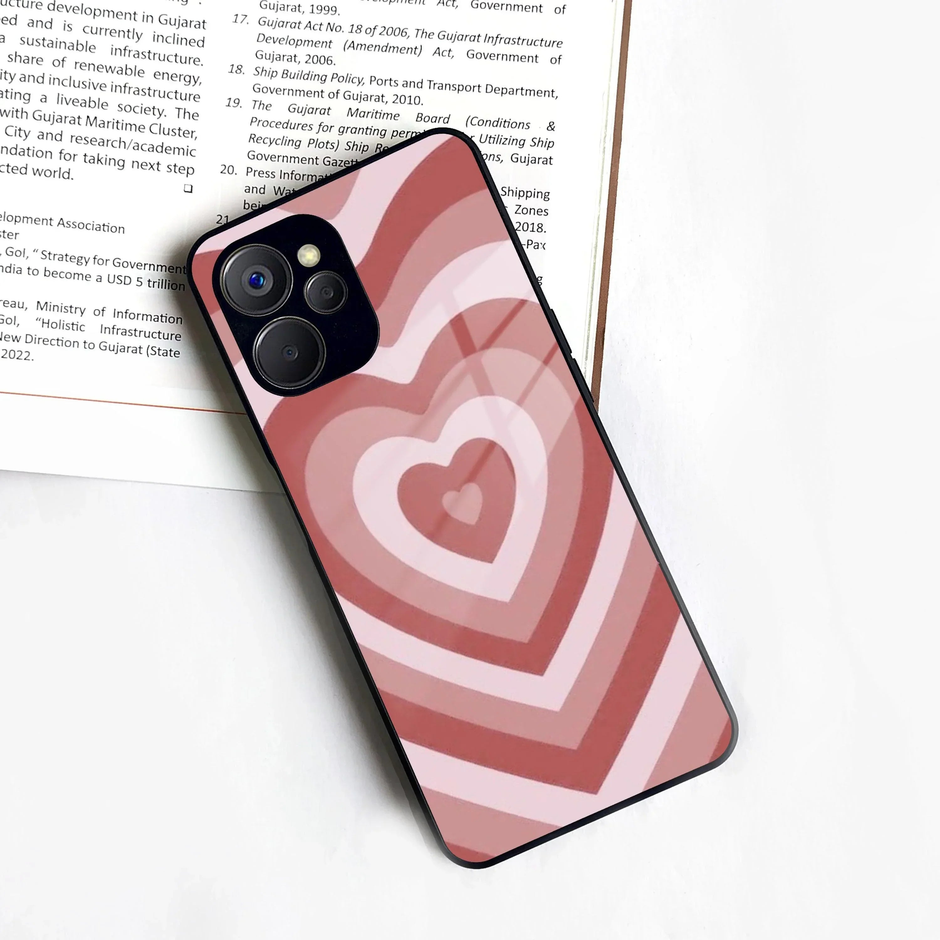 Latte Love Patter Glass Case Cover - Brown For Realme/Narzo - ShopOnCliQ