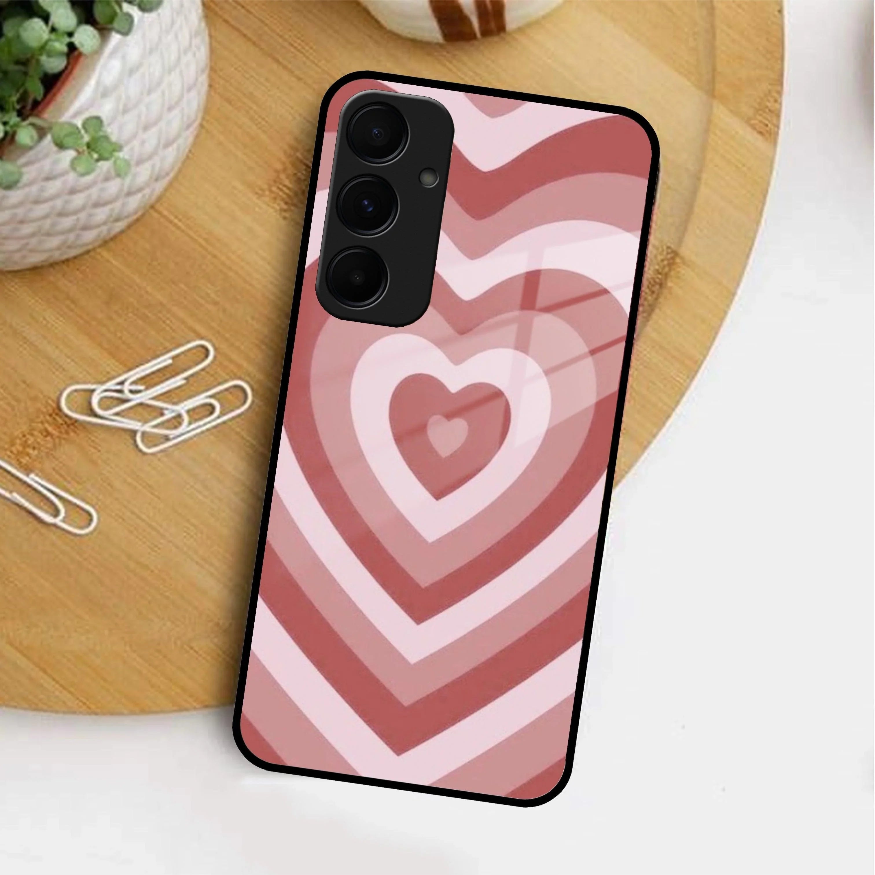 Latte Love Patter Glass Case Cover - Brown For Samsung - ShopOnCliQ