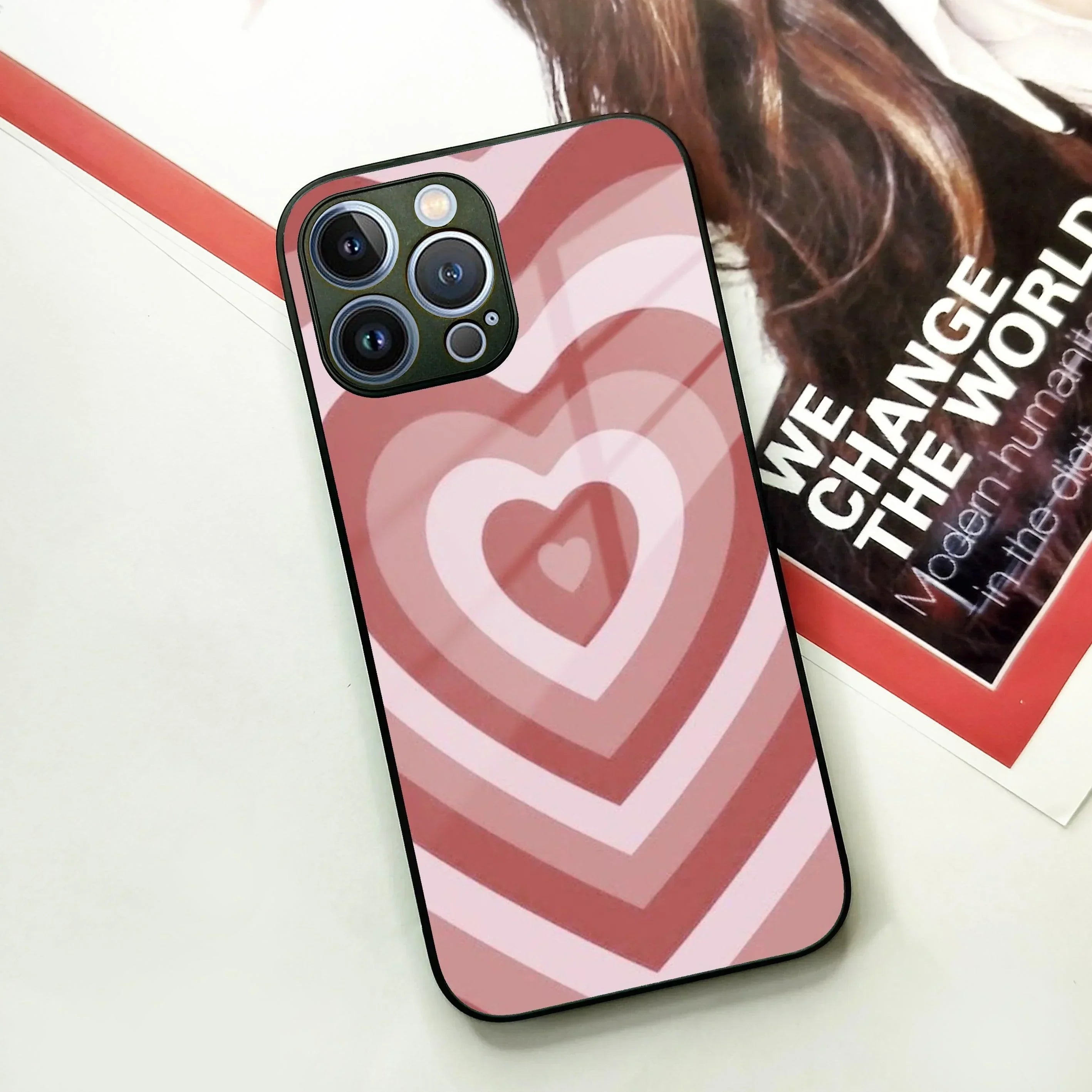 Latte Love Patter Glass Case Cover - Brown For iPhone - ShopOnCliQ