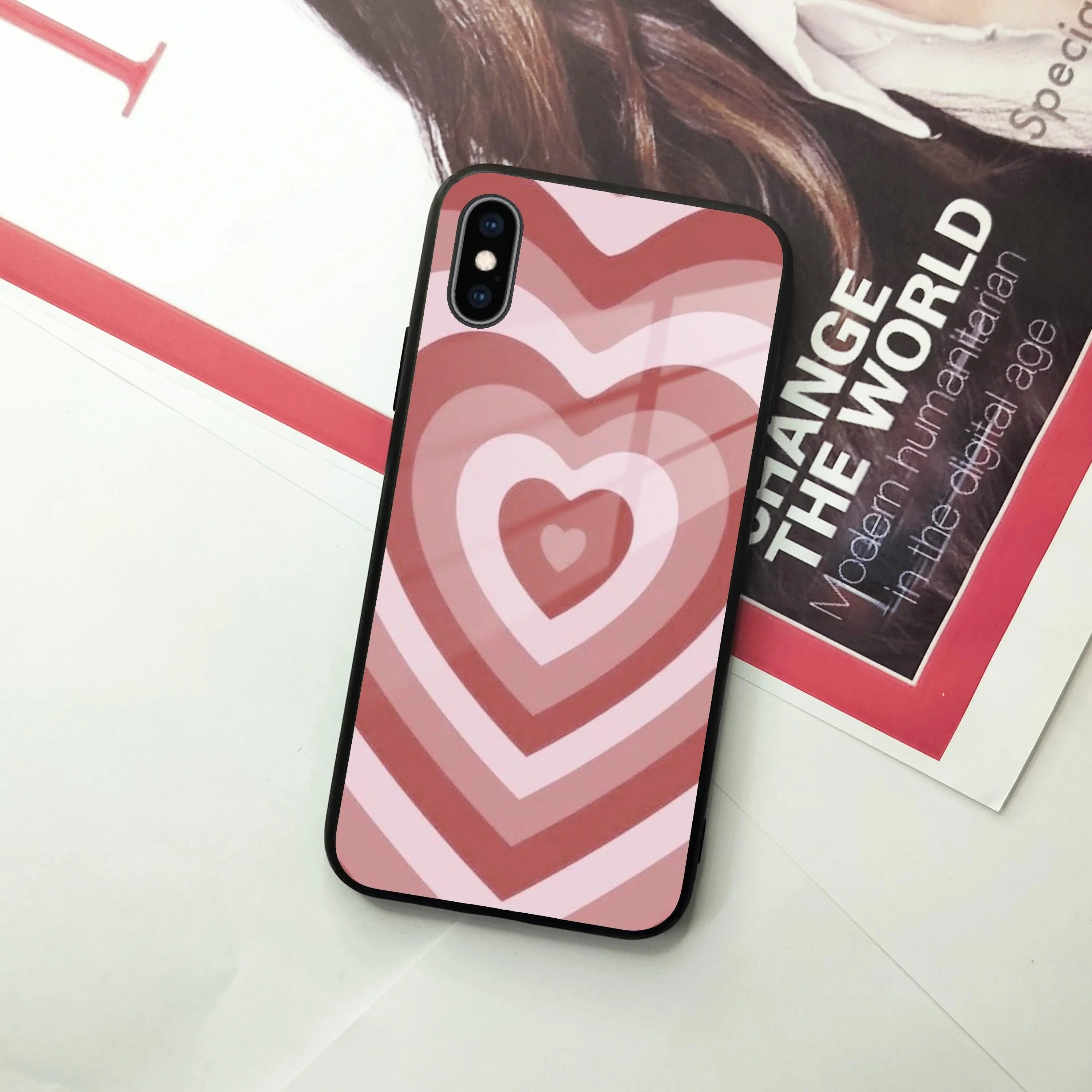 Latte Love Patter Glass Case Cover - Brown For iPhone - ShopOnCliQ