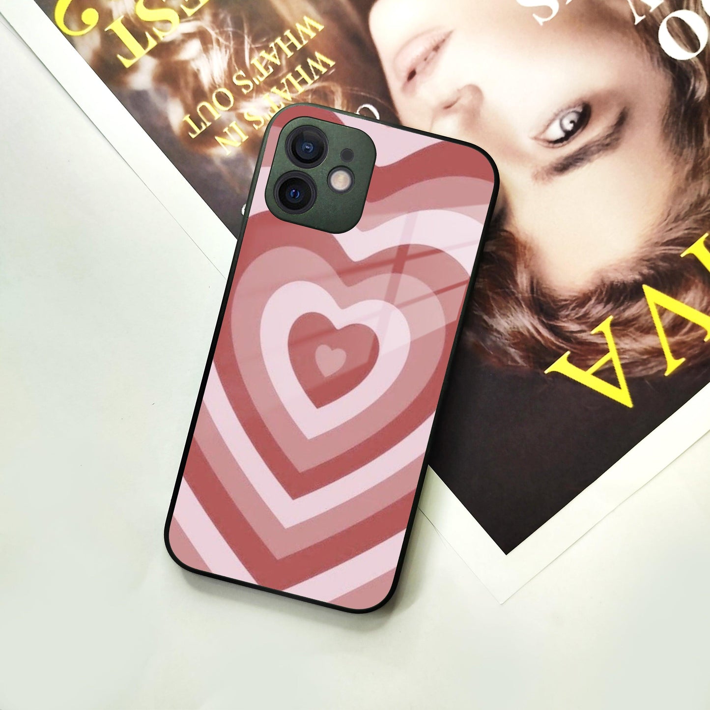 Latte Love Patter Glass Case Cover - Brown For iPhone