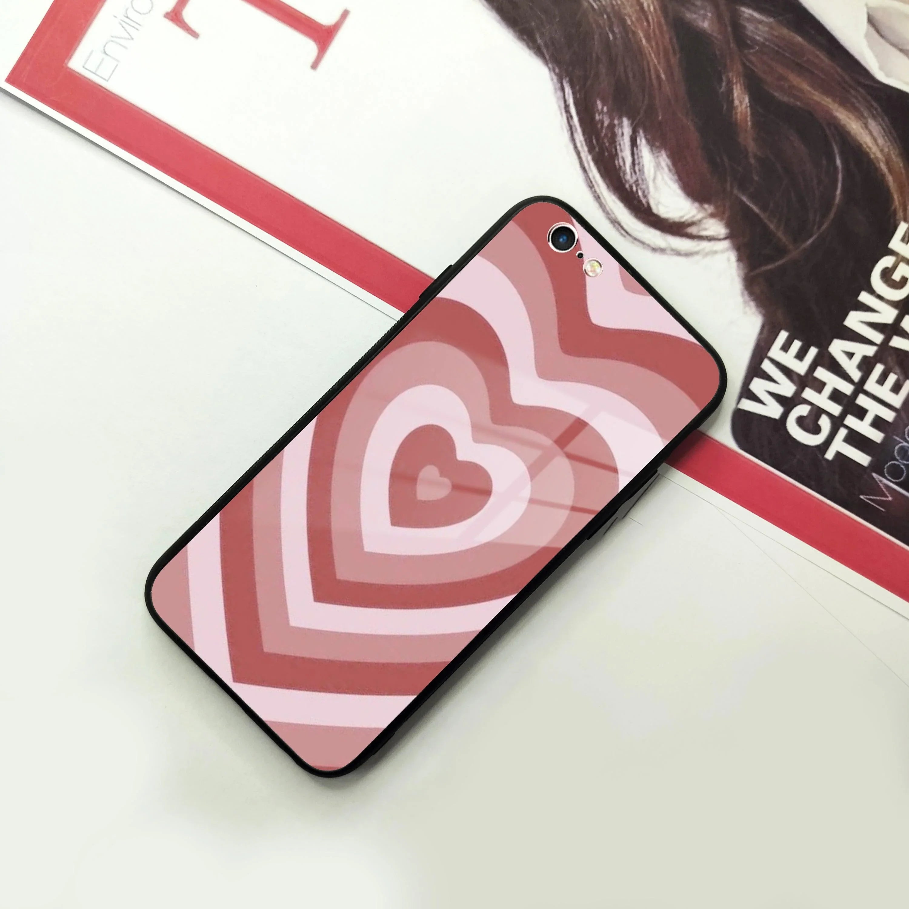 Latte Love Patter Glass Case Cover - Brown For iPhone - ShopOnCliQ