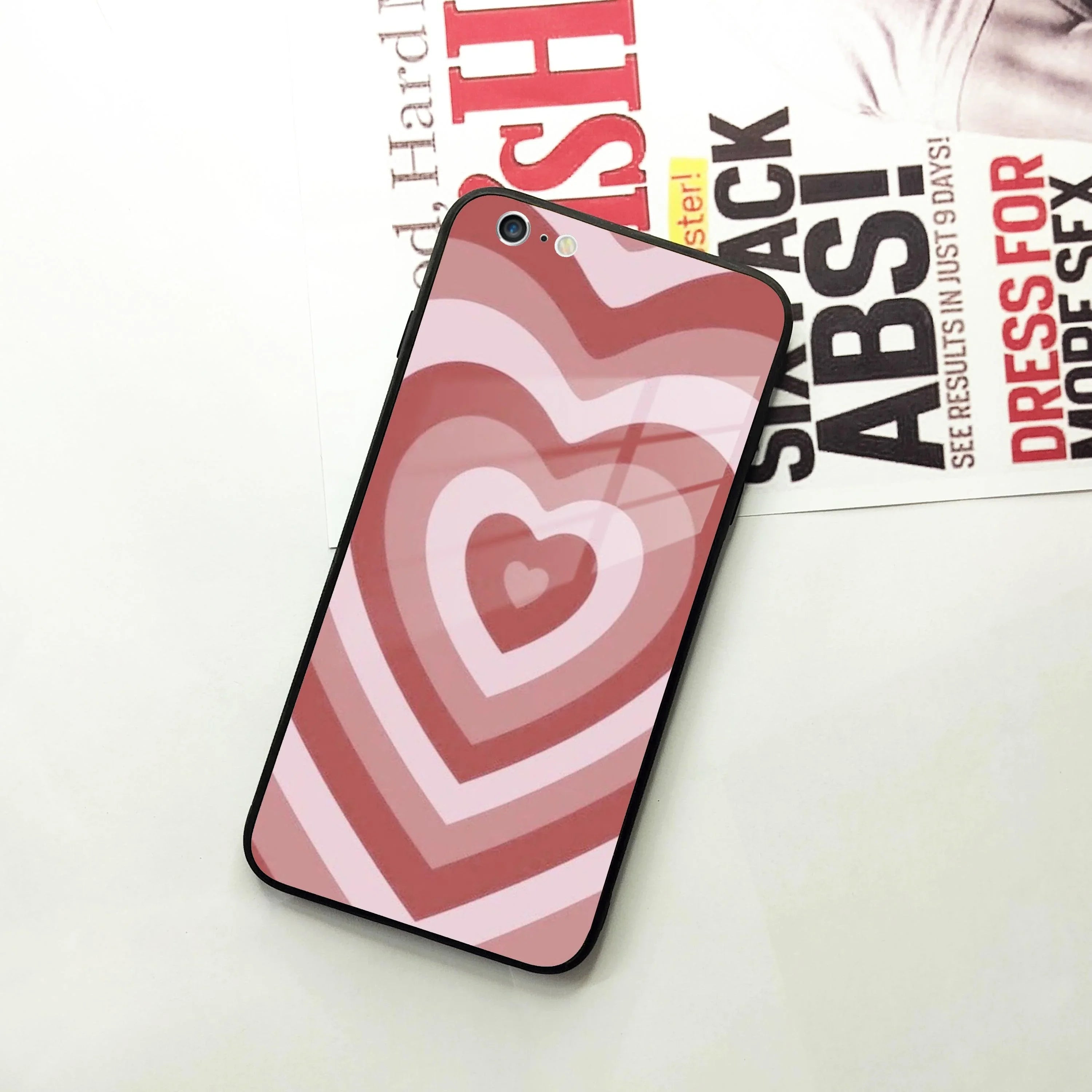 Latte Love Patter Glass Case Cover - Brown For iPhone - ShopOnCliQ