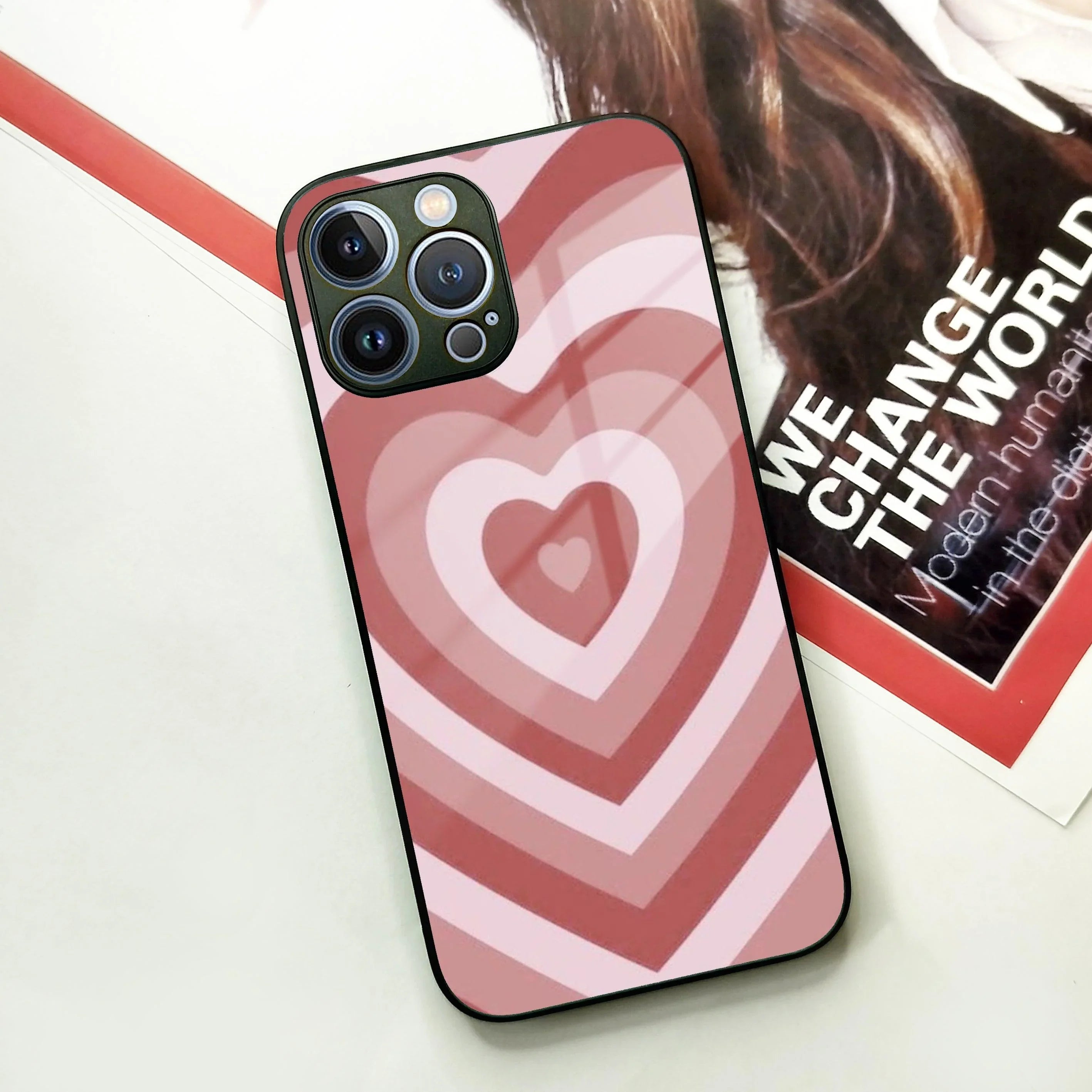 Latte Love Patter Glass Case Cover - Brown For iPhone - ShopOnCliQ