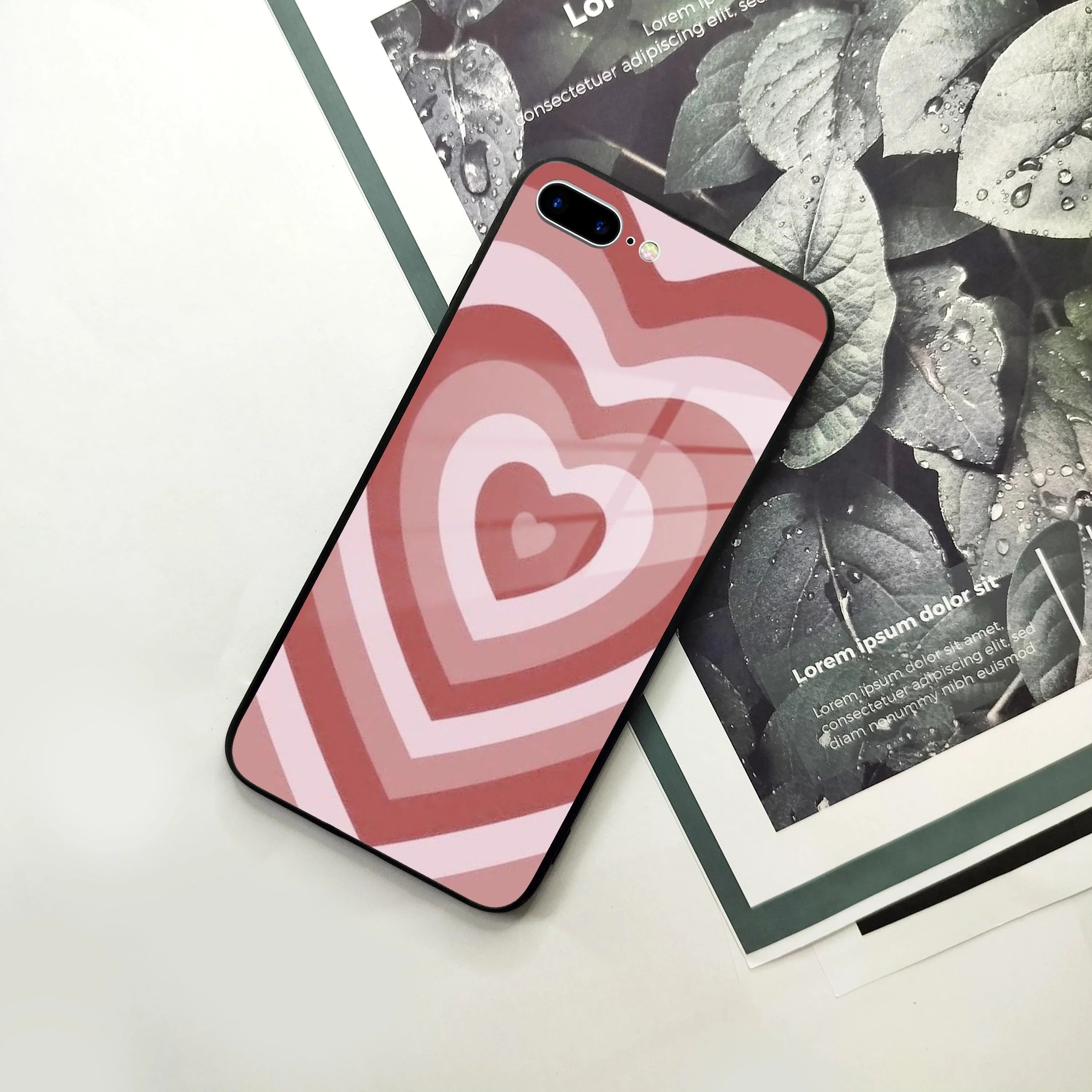 Latte Love Patter Glass Case Cover - Brown For iPhone - ShopOnCliQ