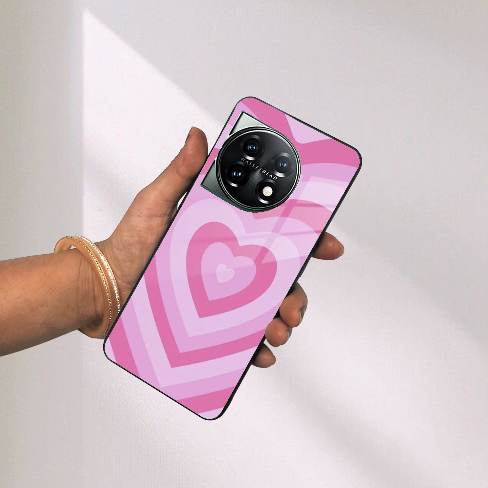 Latte Love Patter Glass Case Cover - Pink For OnePlus ShopOnCliQ