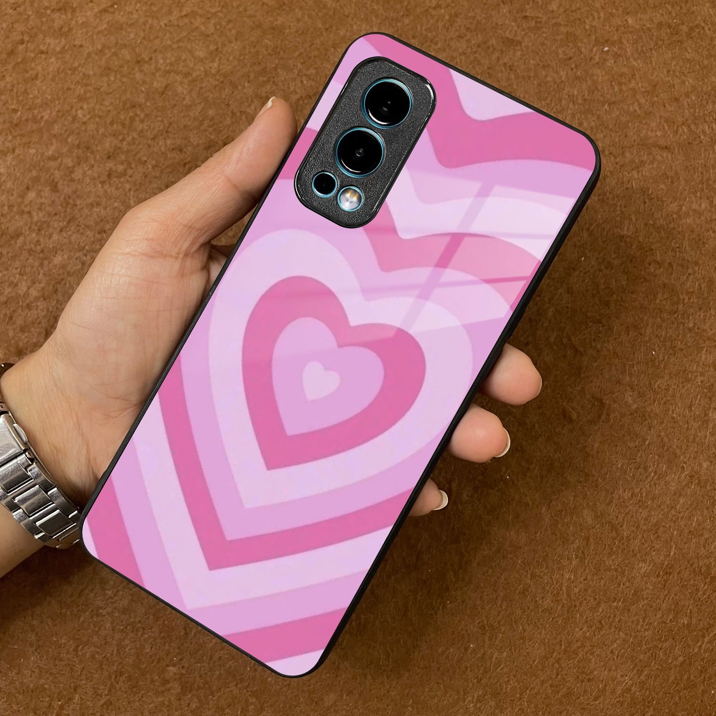 Latte Love Patter Glass Case Cover - Pink For OnePlus ShopOnCliQ