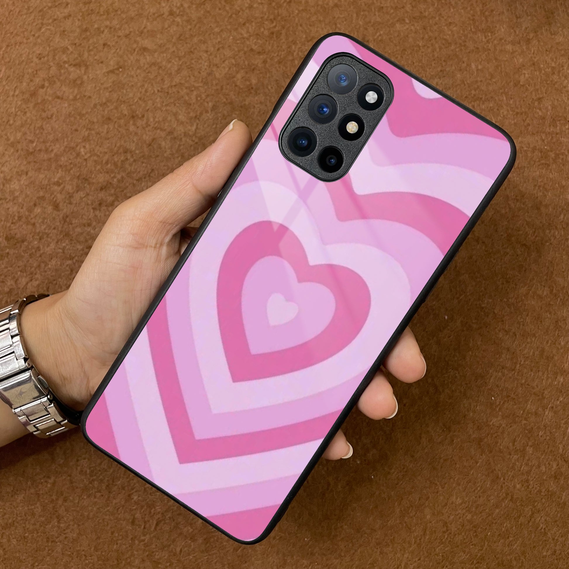 Latte Love Patter Glass Case Cover - Pink For OnePlus ShopOnCliQ