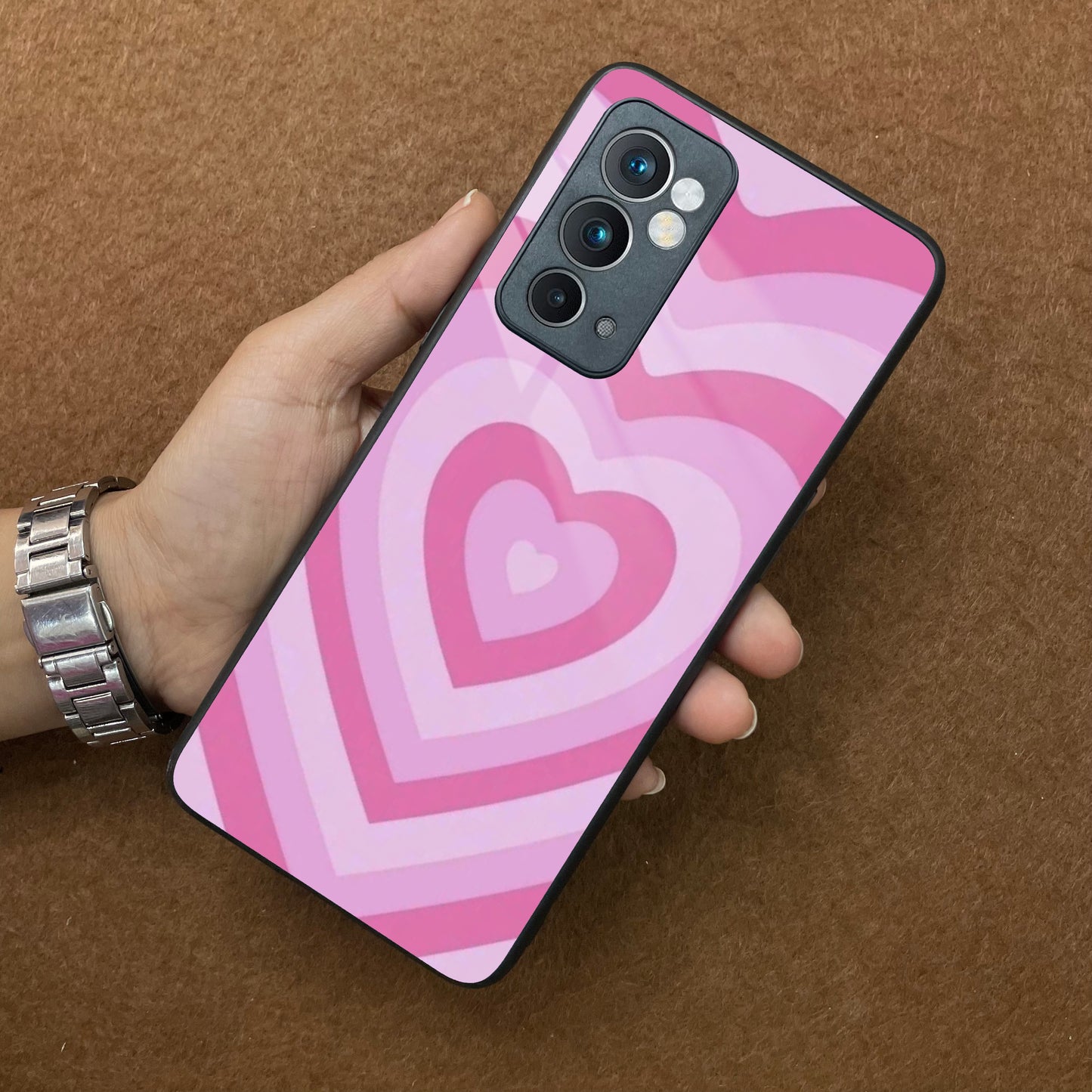 Latte Love Patter Glass Case Cover - Pink For OnePlus ShopOnCliQ