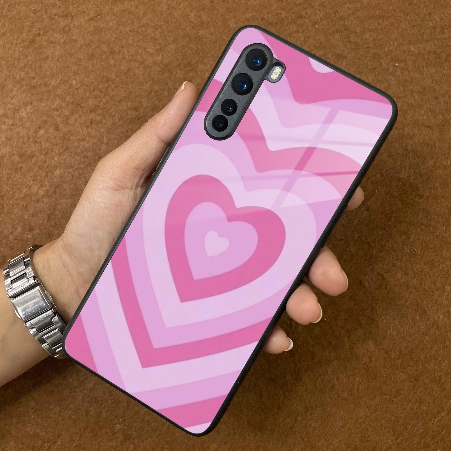 Latte Love Patter Glass Case Cover - Pink For OnePlus ShopOnCliQ