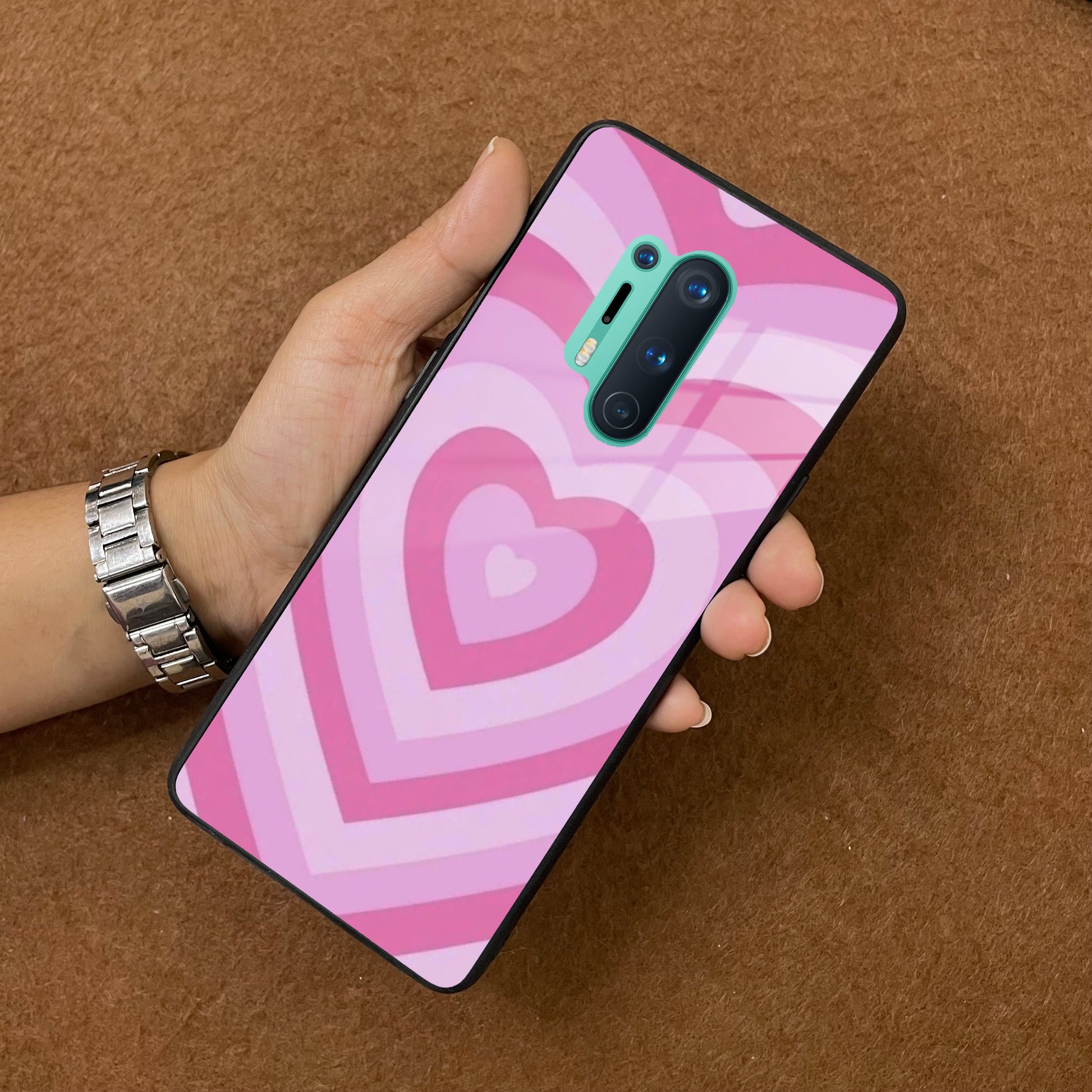 Latte Love Patter Glass Case Cover - Pink For OnePlus ShopOnCliQ