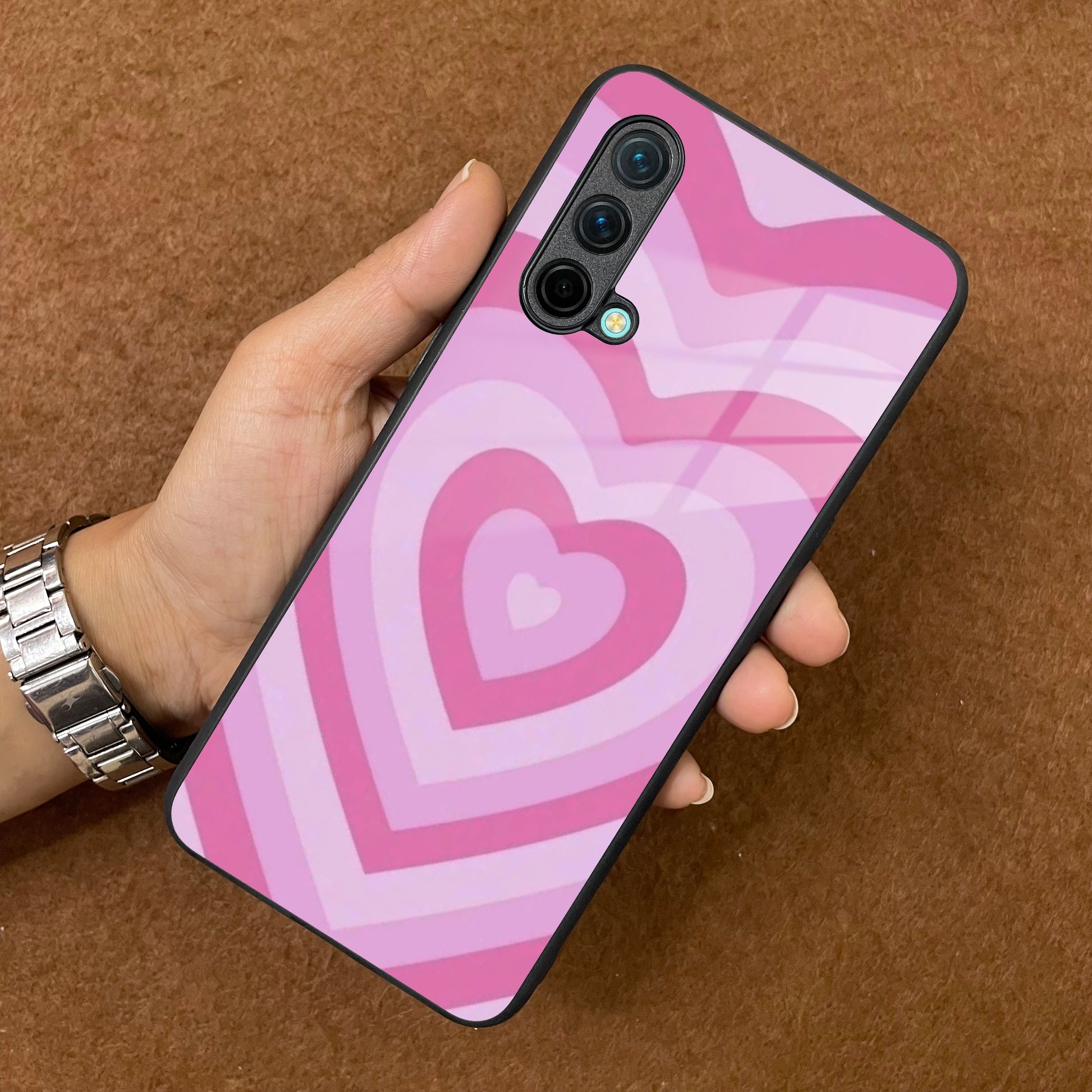 Latte Love Patter Glass Case Cover - Pink For OnePlus ShopOnCliQ