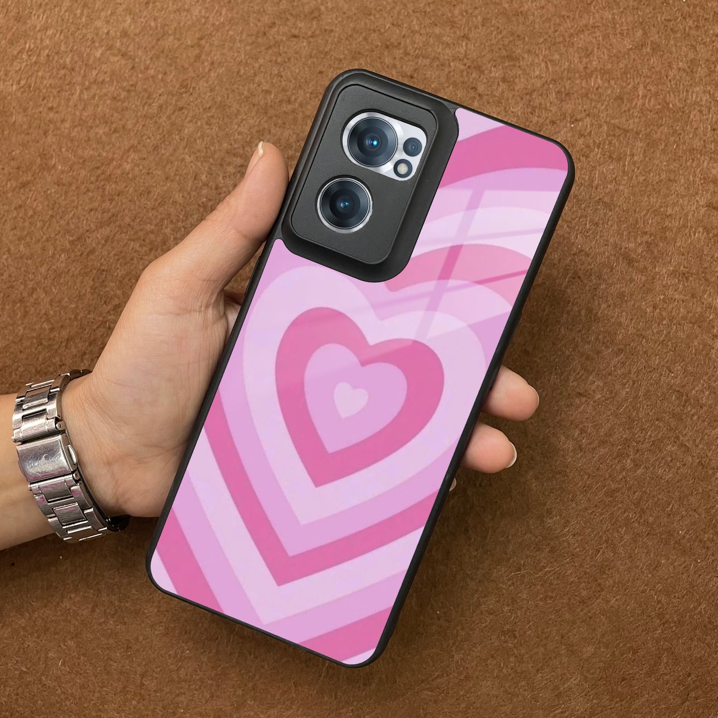 Latte Love Patter Glass Case Cover - Pink For OnePlus ShopOnCliQ