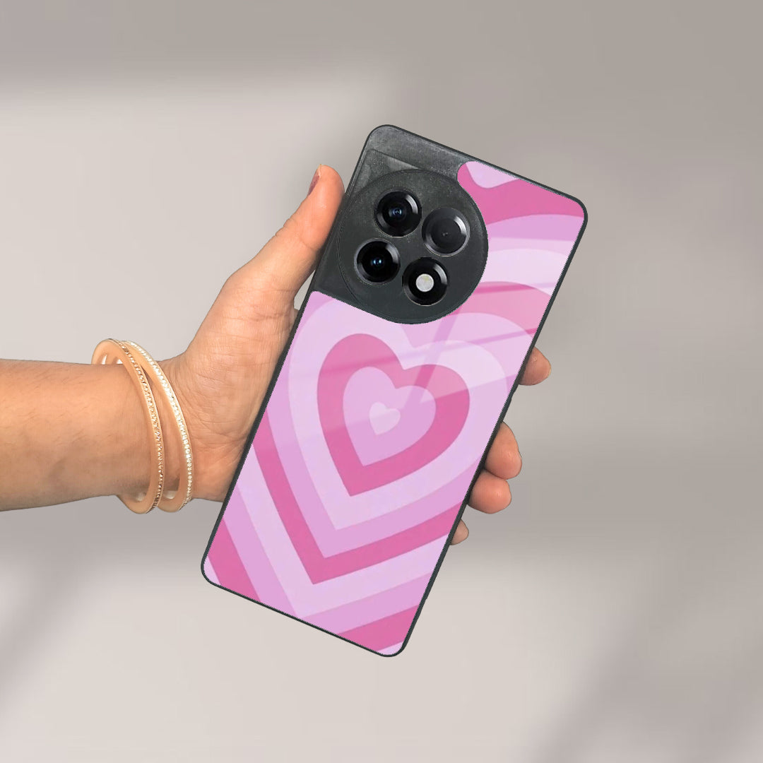 Latte Love Patter Glass Case Cover - Pink For OnePlus ShopOnCliQ