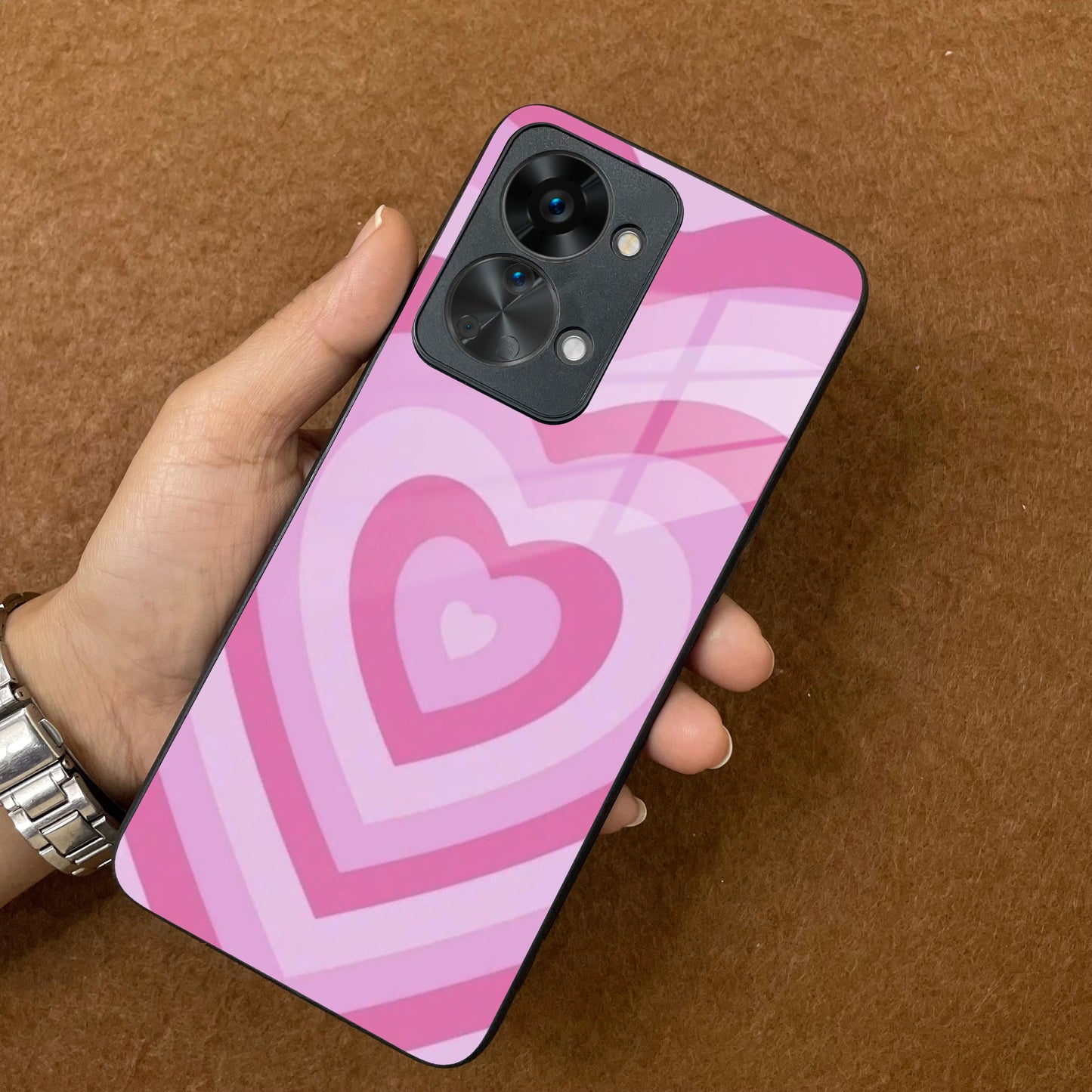 Latte Love Patter Glass Case Cover - Pink For OnePlus ShopOnCliQ