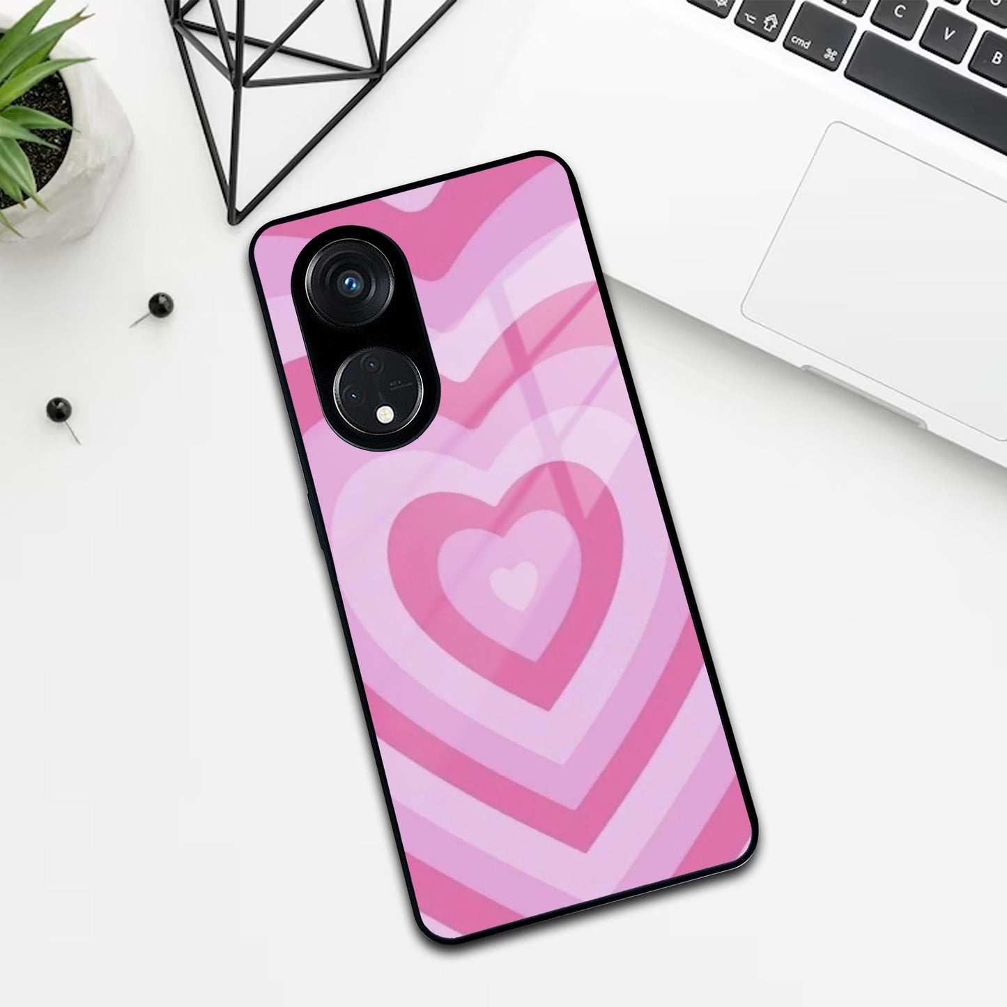 Latte Love Patter Glass Case Cover - Pink  For Oppo ShopOnCliQ