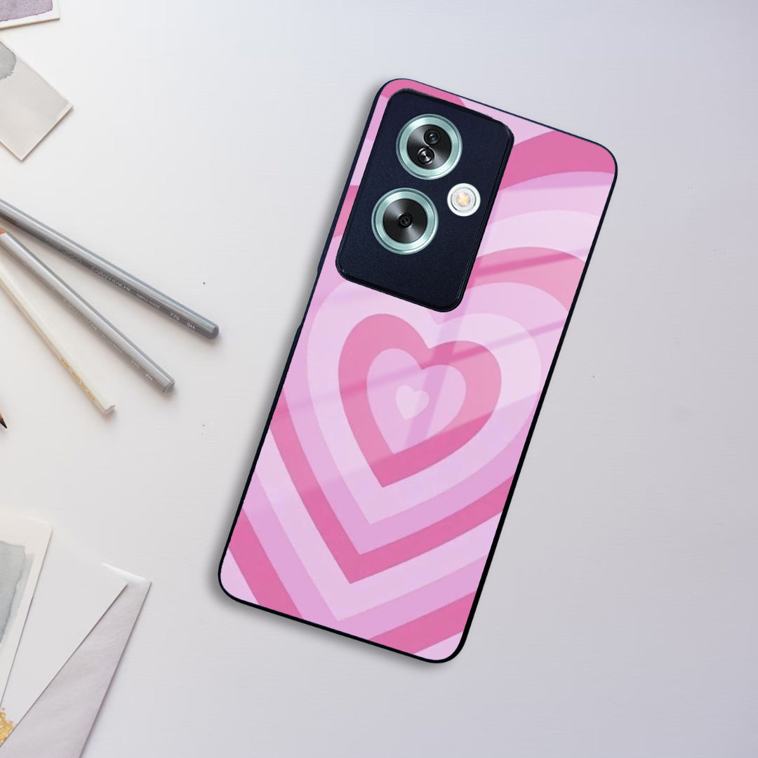 Latte Love Patter Glass Case Cover - Pink For Oppo ShopOnCliQ