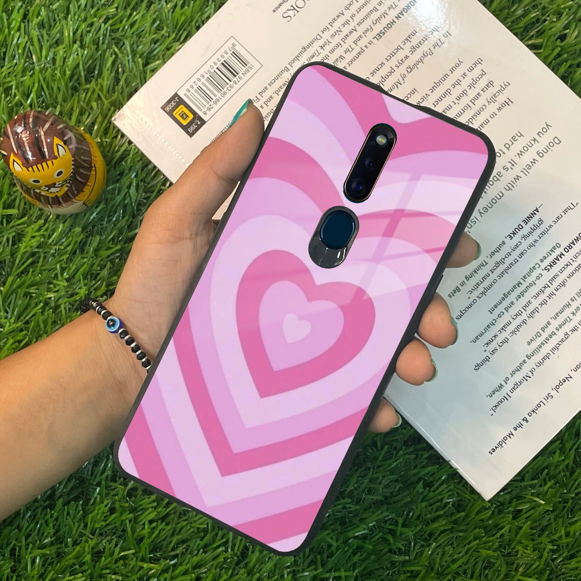 Latte Love Patter Glass Case Cover - Pink  For Oppo ShopOnCliQ